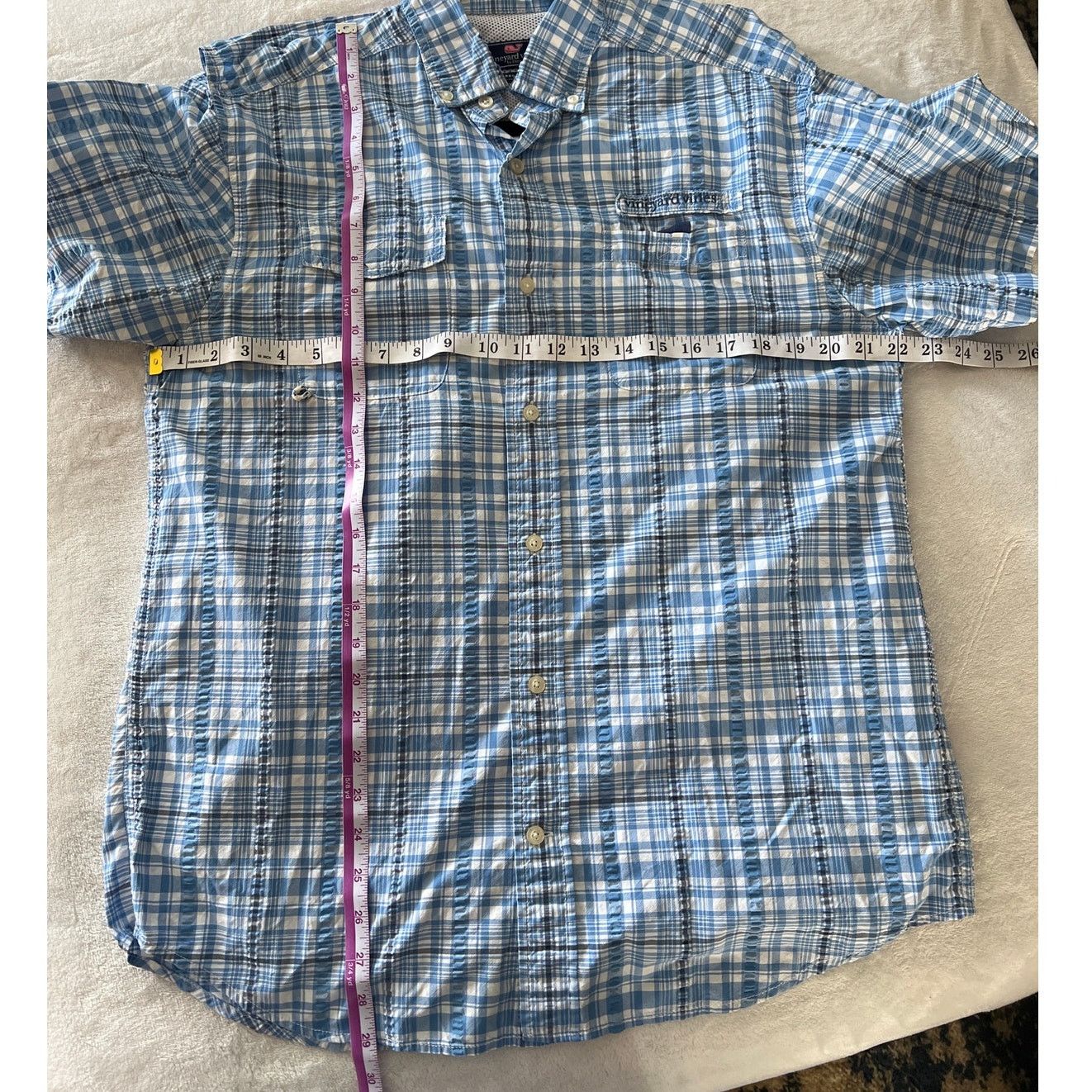 Vineyard Vines Vineyard Vines Harbor Shirt Blue White Plaid SS Button Up Size US M / EU 48-50 / 2 - 5 Thumbnail