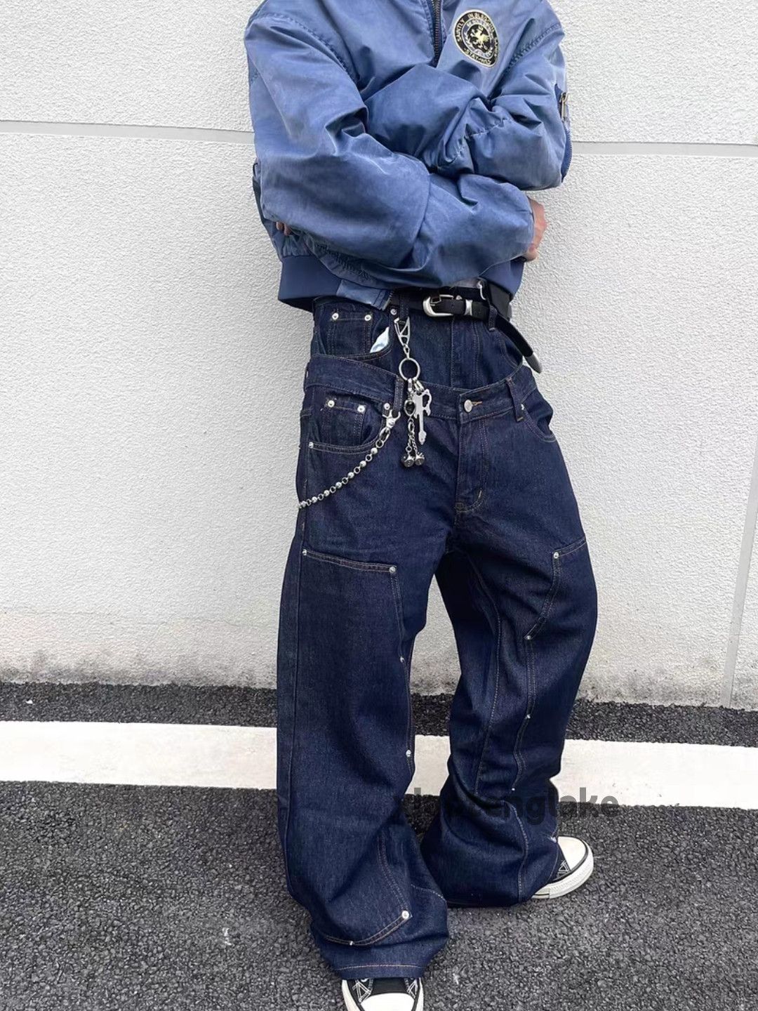 Jean Custom asaprocky travisscott style double waist loose jeans Size US 32 / EU 48 - 5 Thumbnail