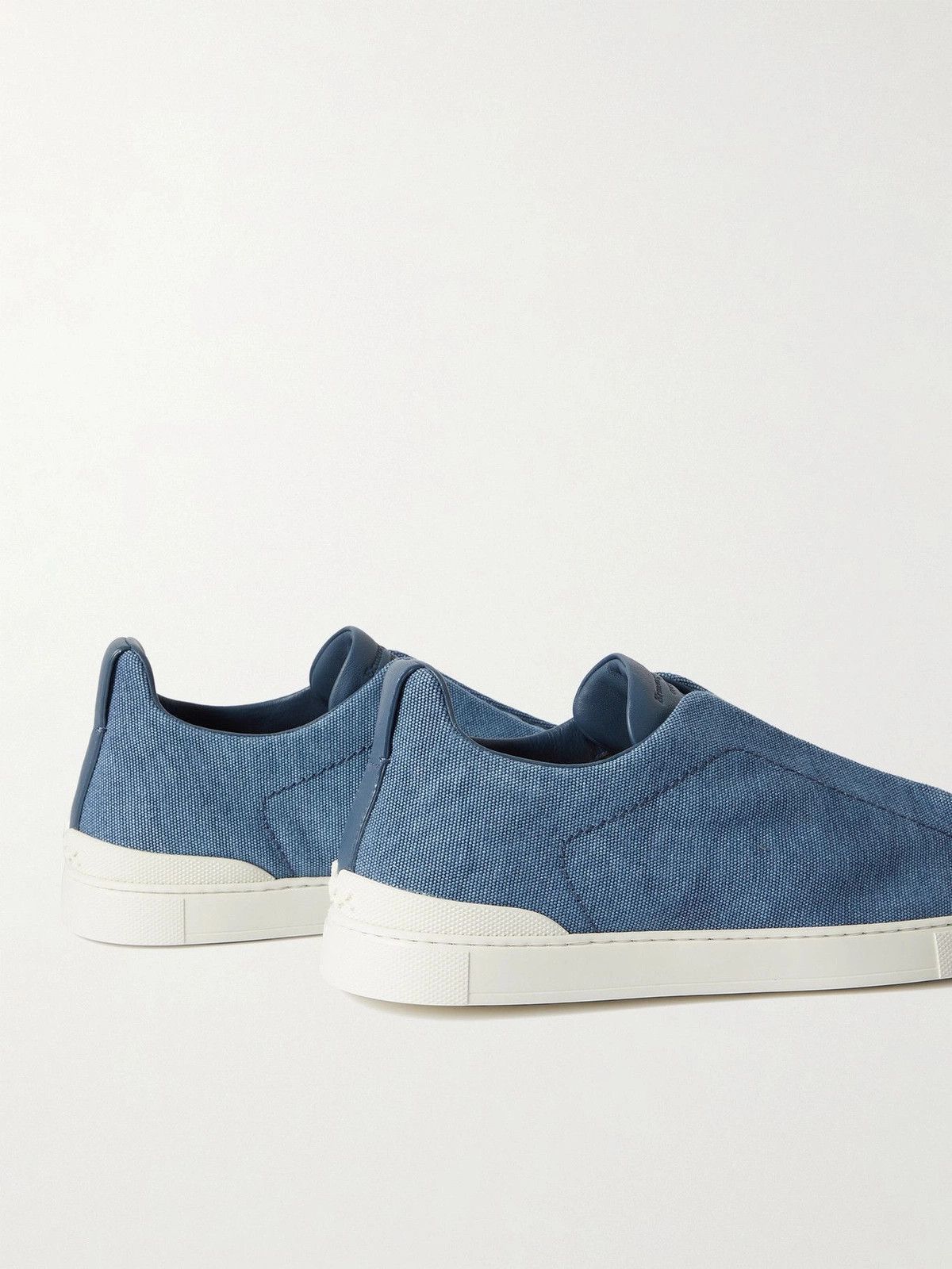 Ermenegildo Zegna o1s1rm1025 RLHTYE Triple Stitch Low-Top Sneakers Tela Blue Size US 10.5 / EU 43-44 - 5 Thumbnail