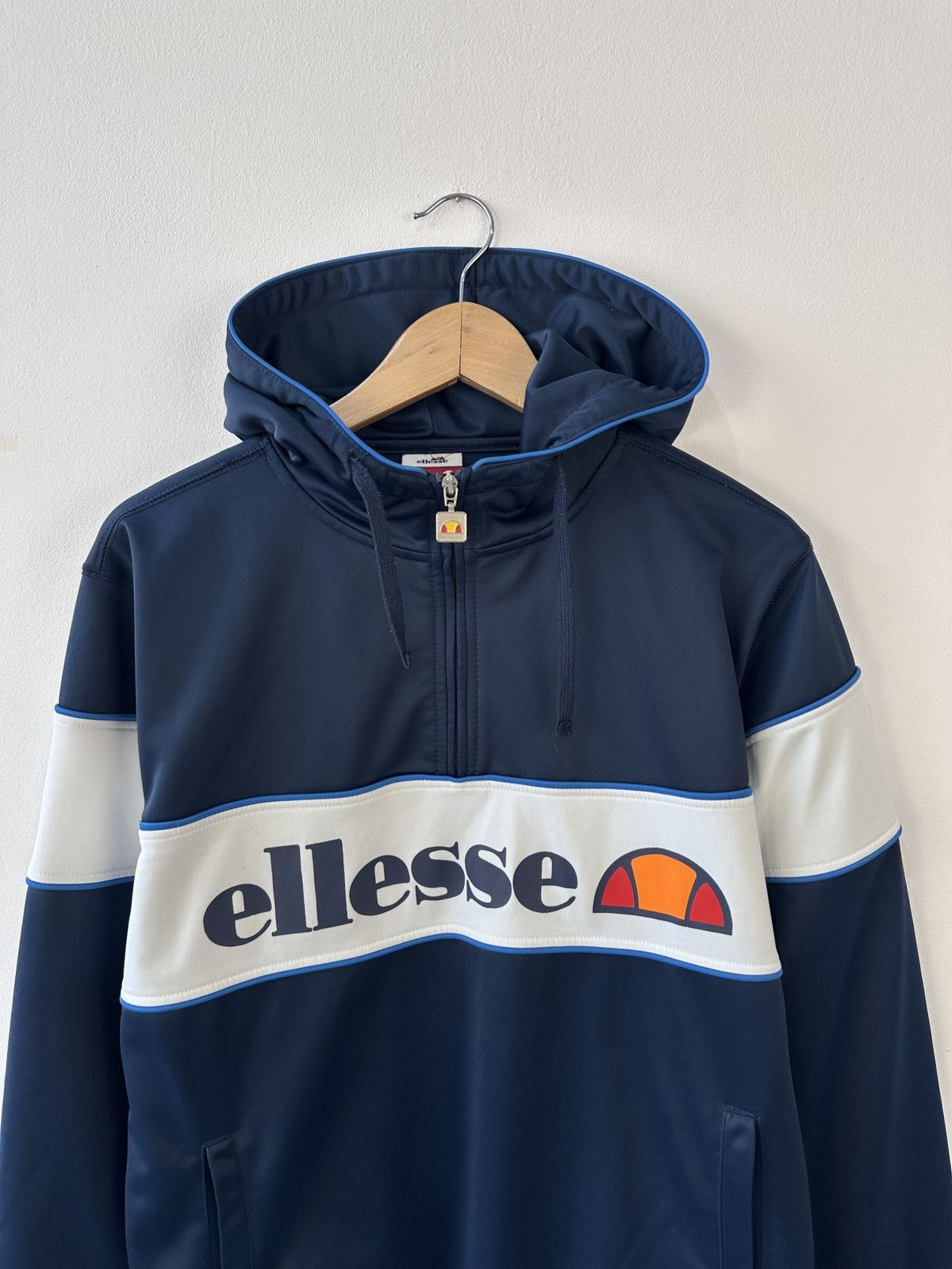 Ellesse Ellesse 1/3 Zip Hoodie Navy White Stripe Big Logo Size L Size US L / EU 52-54 / 3 - 5 Thumbnail