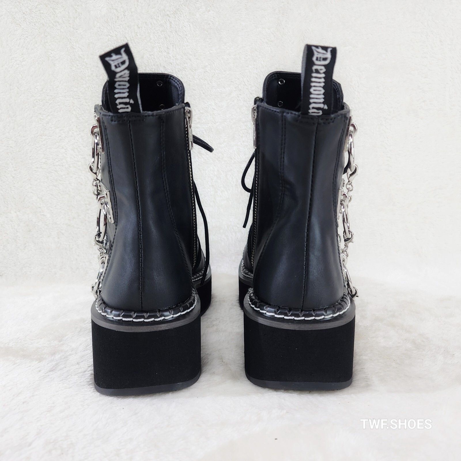 Demonia Cult DEMONIA Emily 57 Black Goth Emo Rock 2" Platform Ankle Boots Size US 10 / IT 40 - 5 Thumbnail