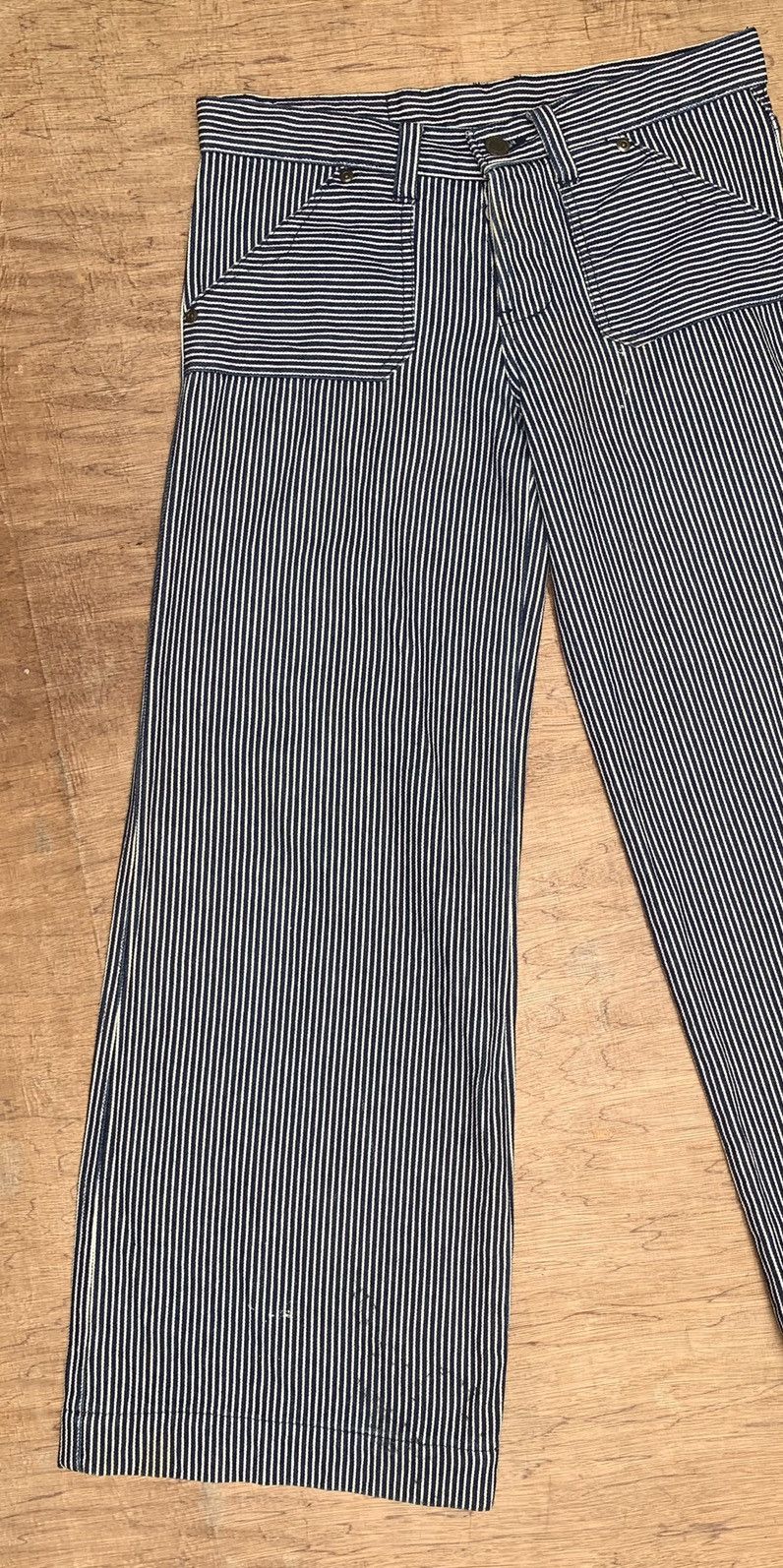 Japanese Brand Rythym Flare Wide Leg Hickory Striped Pants Size US 29 - 10 Thumbnail
