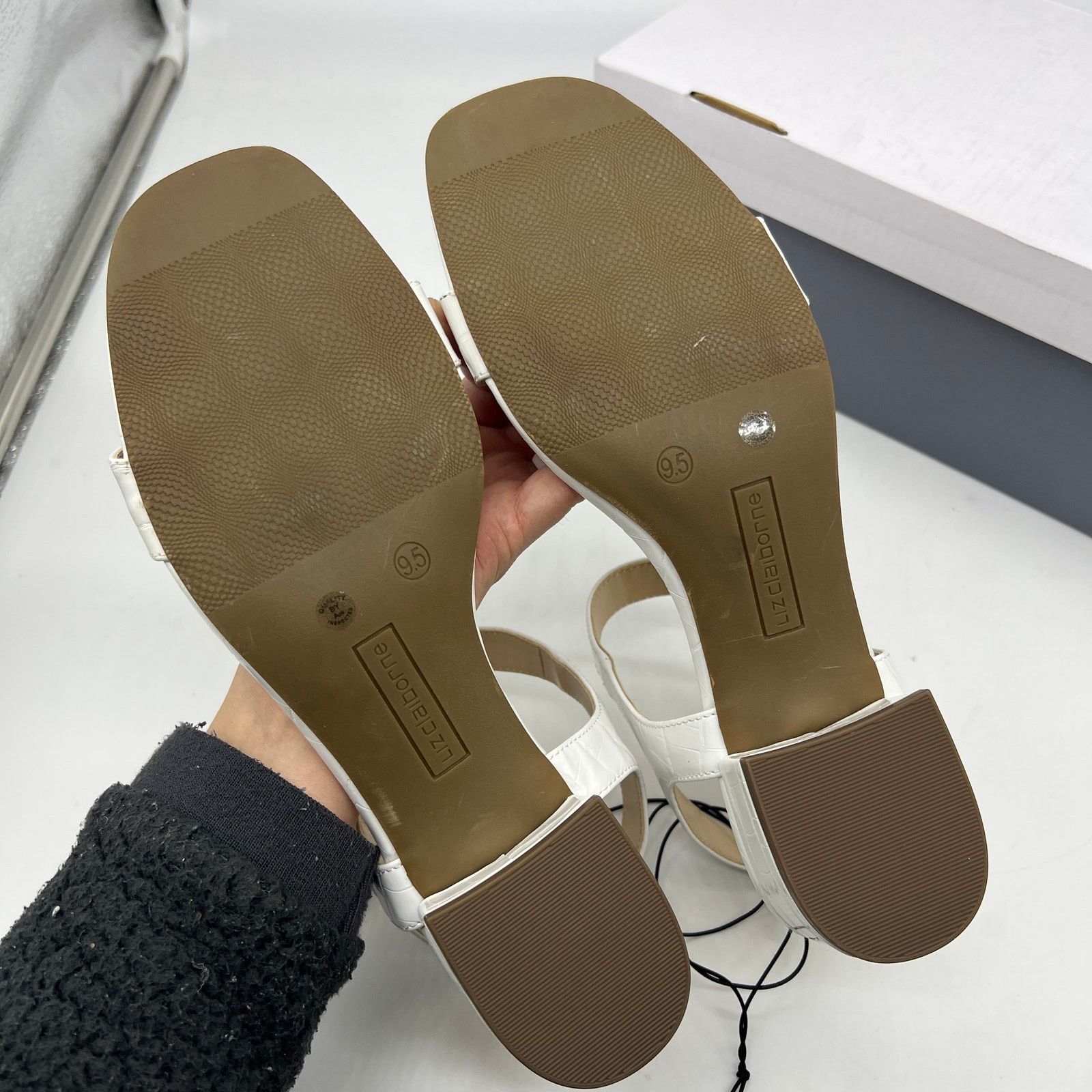 Other Liz Claiborne Womens Renny Sandals Heel White Croc Size 9.5M Size US 9.5 / IT 39.5 - 10 Thumbnail