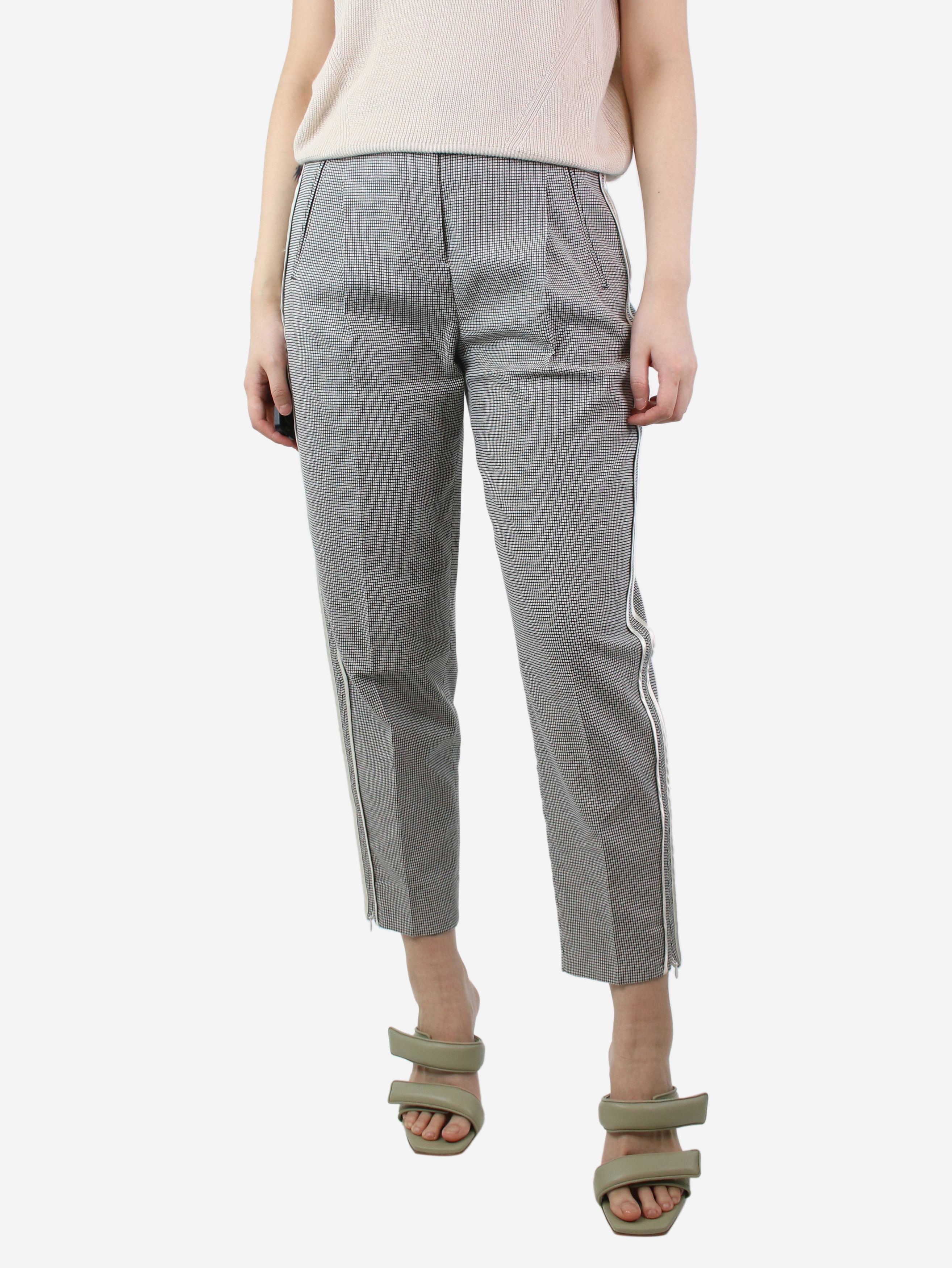 image of Me Em Black Geo Tweed Tapered Trousers - Size Uk 8, Women's