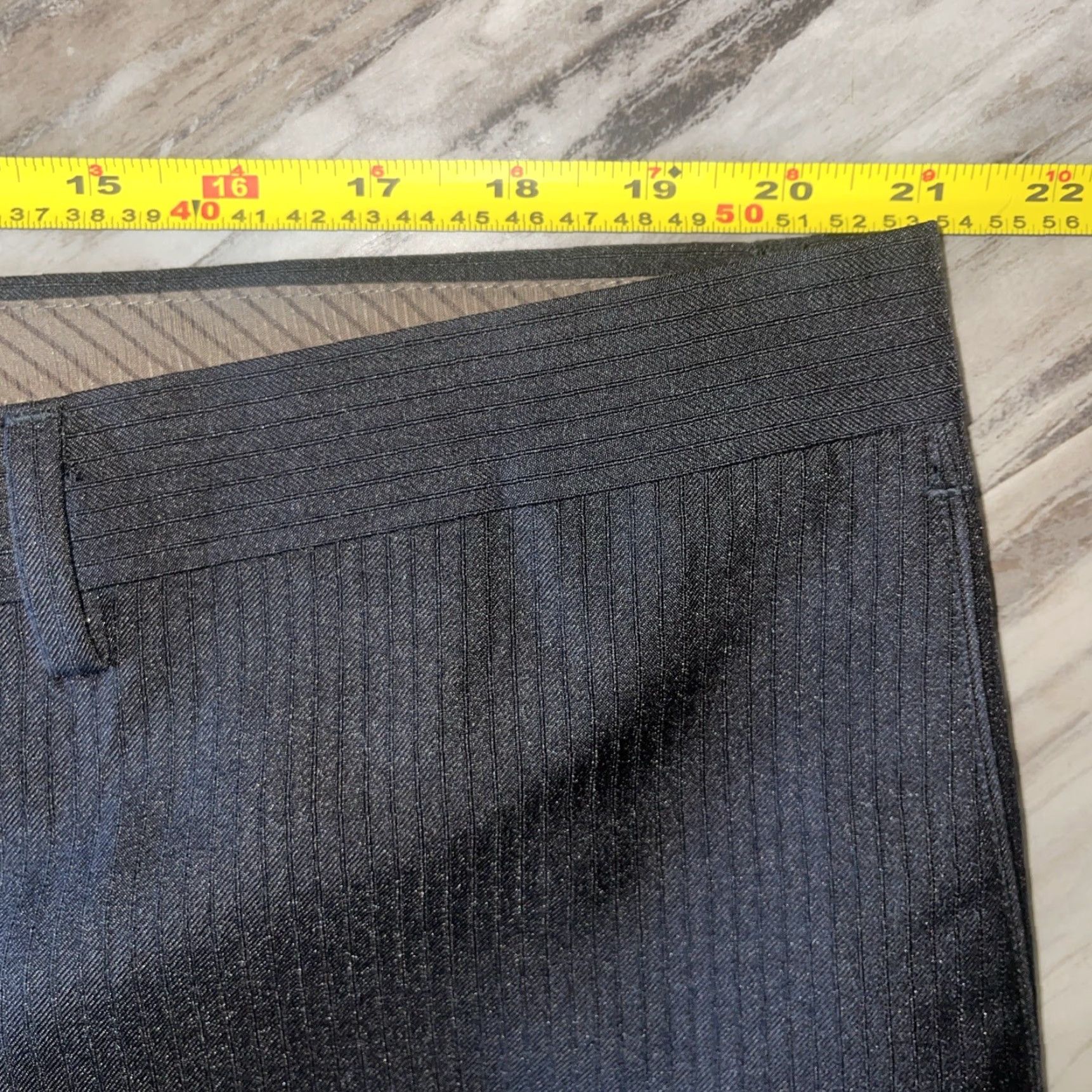 Vintage Angelo Rossi Dress Pants Men Black Pinstripes 42 W 33 L Flat Front Straight Leg Slim? Wait Size US 42 / EU 58 - 6 Thumbnail