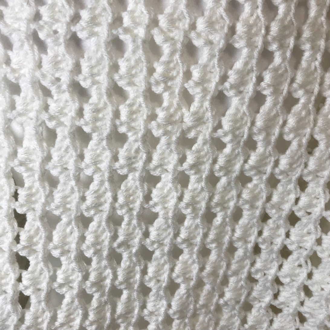 Handmade White Handmade Crocheted Shawl 63” Size ONE SIZE - 3 Thumbnail
