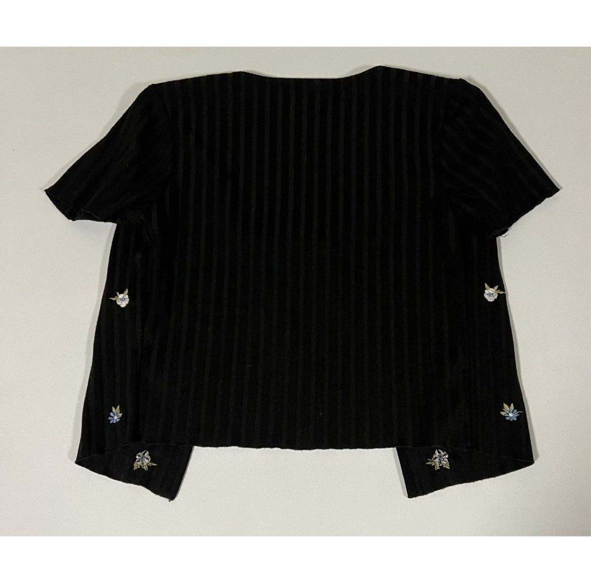Vintage Black Floral Boho Short Sleeve Cardigan Shirt Blouse XS🪻✨ Size XS / US 0-2 / IT 36-38 - 5 Thumbnail