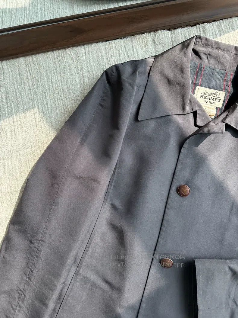 Hermes Hermes Vintage Silk Button Long Trench Coat, Grey Size S / US 4 / IT 40 - 6 Thumbnail