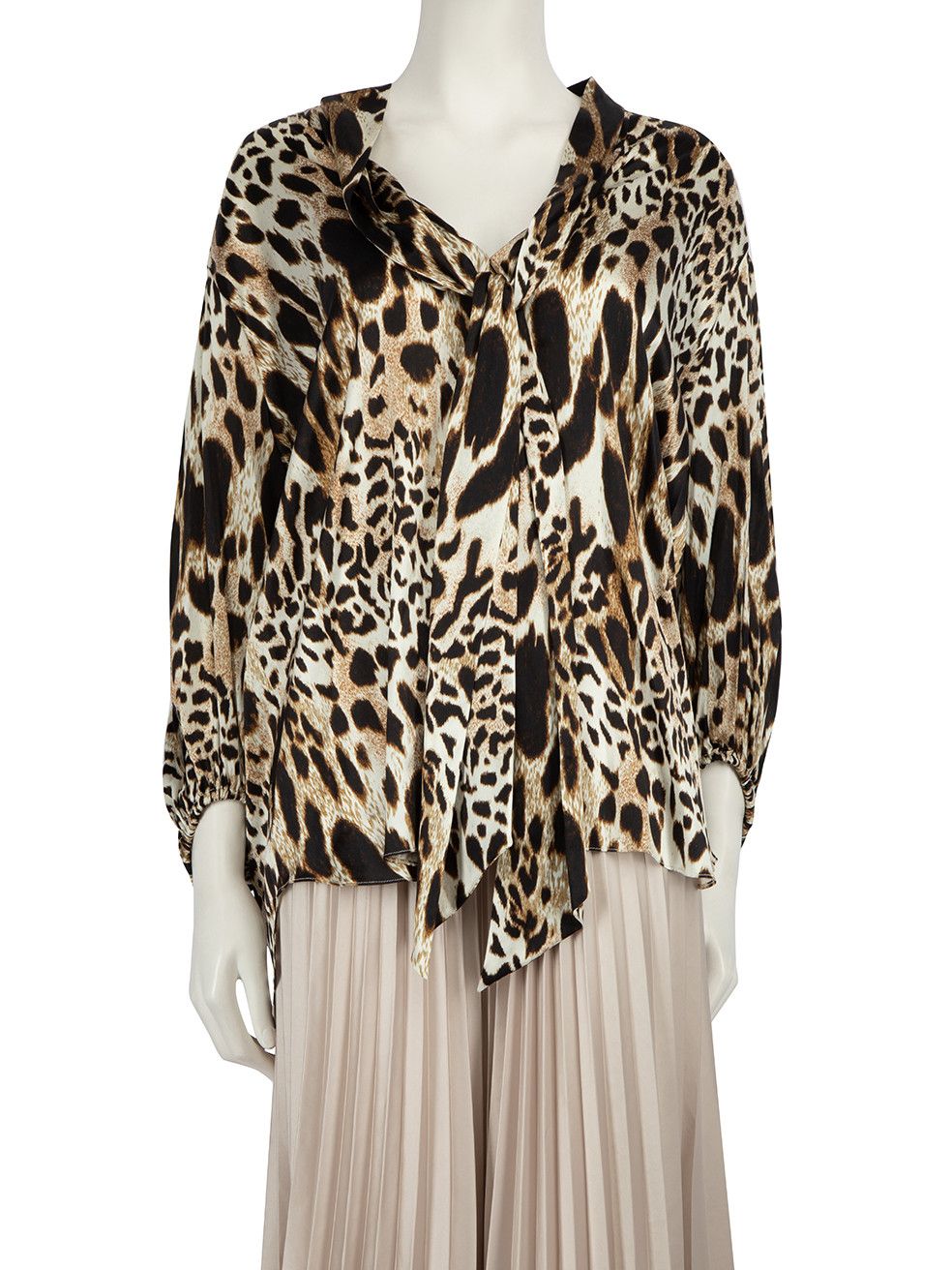 Brown Silk Animal Print Blouse