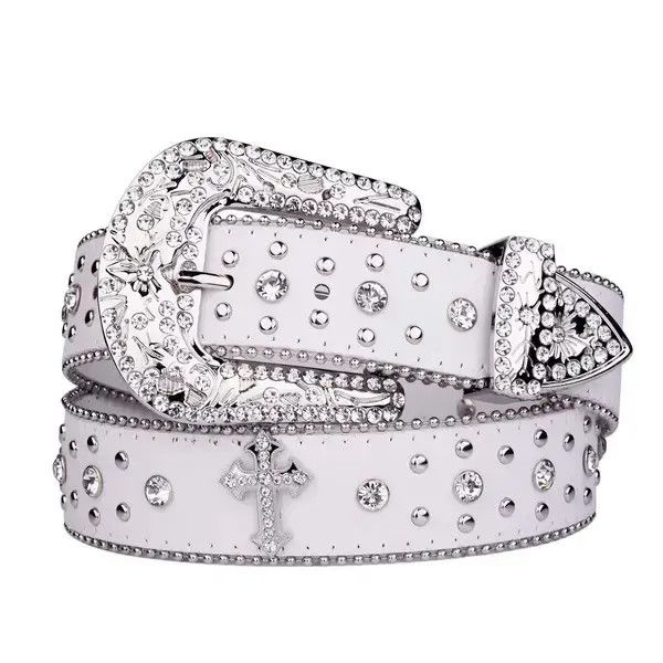 Other Kitazawa x Aoki 105 cm Punk Rhinestone White Belt Size ONE SIZE - 8 Thumbnail
