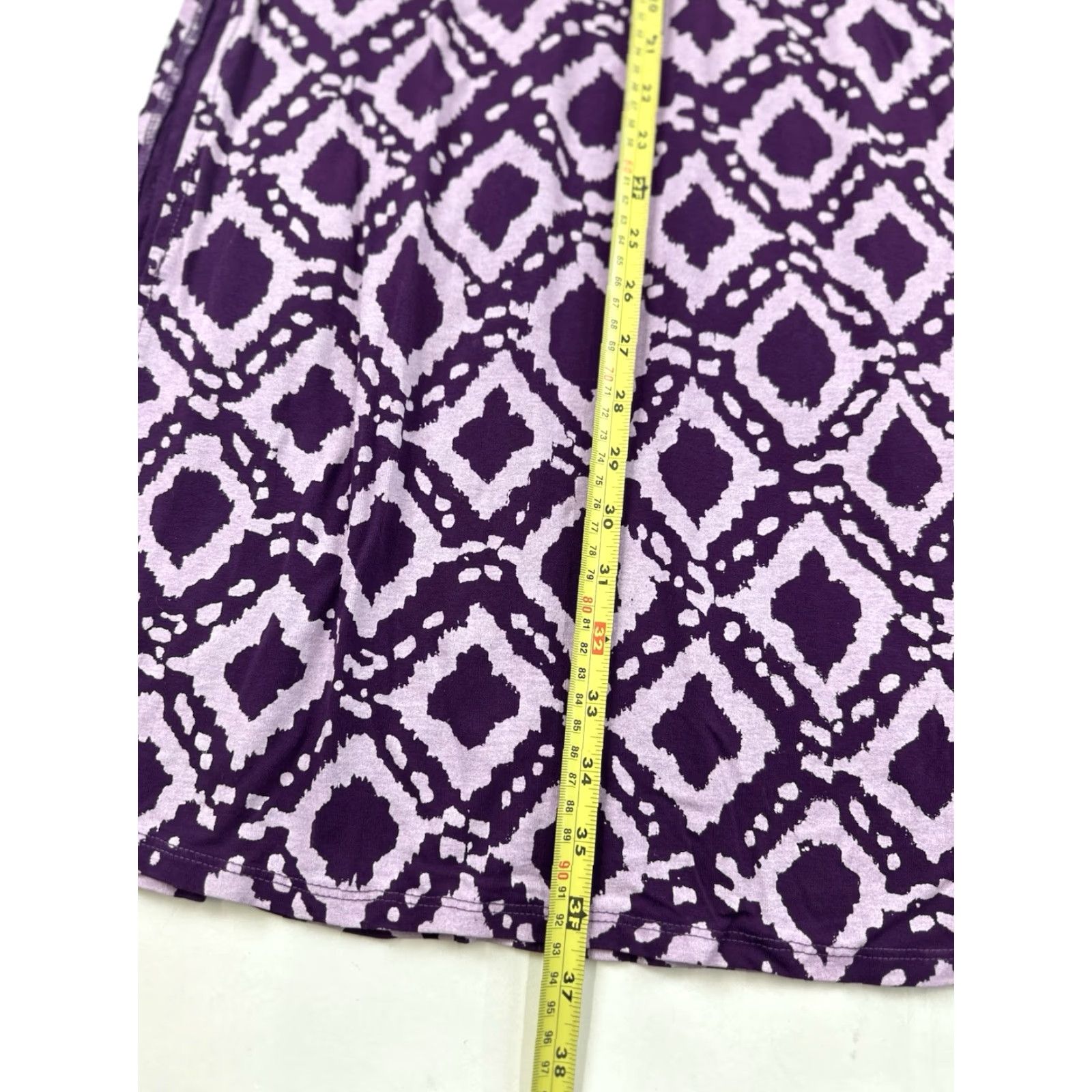 Vintage Fresh Produce Skirt Women L Maxi Purple Gray Geometric Side Slit A-Line Beach Bohemian Casual Travel Tall Long Knit Rayon Spandex Elastic Waist Size 36" / US 14 / IT 50 - 4 Thumbnail