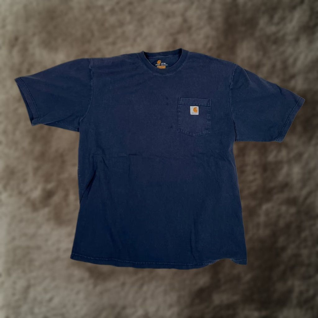 Carhartt VINTAGE Carhartt T-Shirt Shirt Pocket XL Tall Blue 90s Grunge Men K87 Big & Tall Size US XL / EU 56 / 4 - 1 Thumbnail