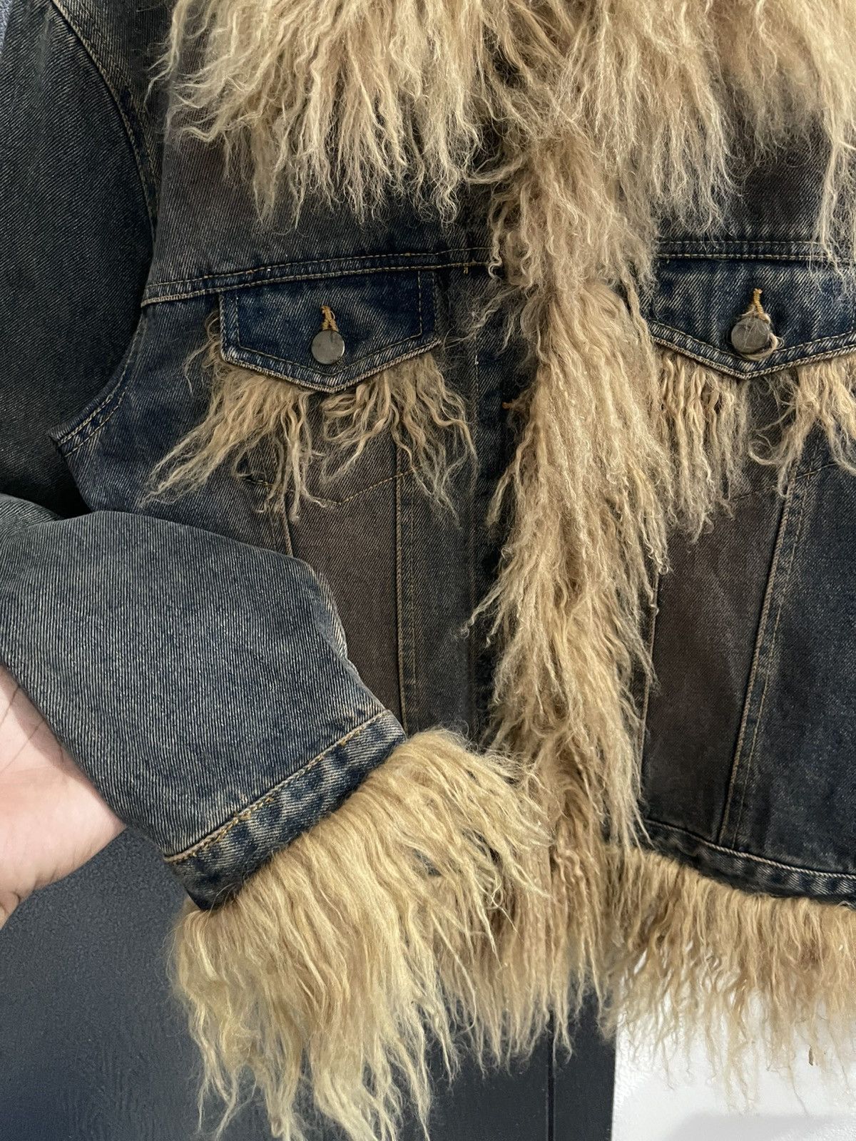 Japanese Brand Vintage Unbrand Faux Fur Collar Denim Jacket Size L / US 10 / IT 46 - 7 Thumbnail