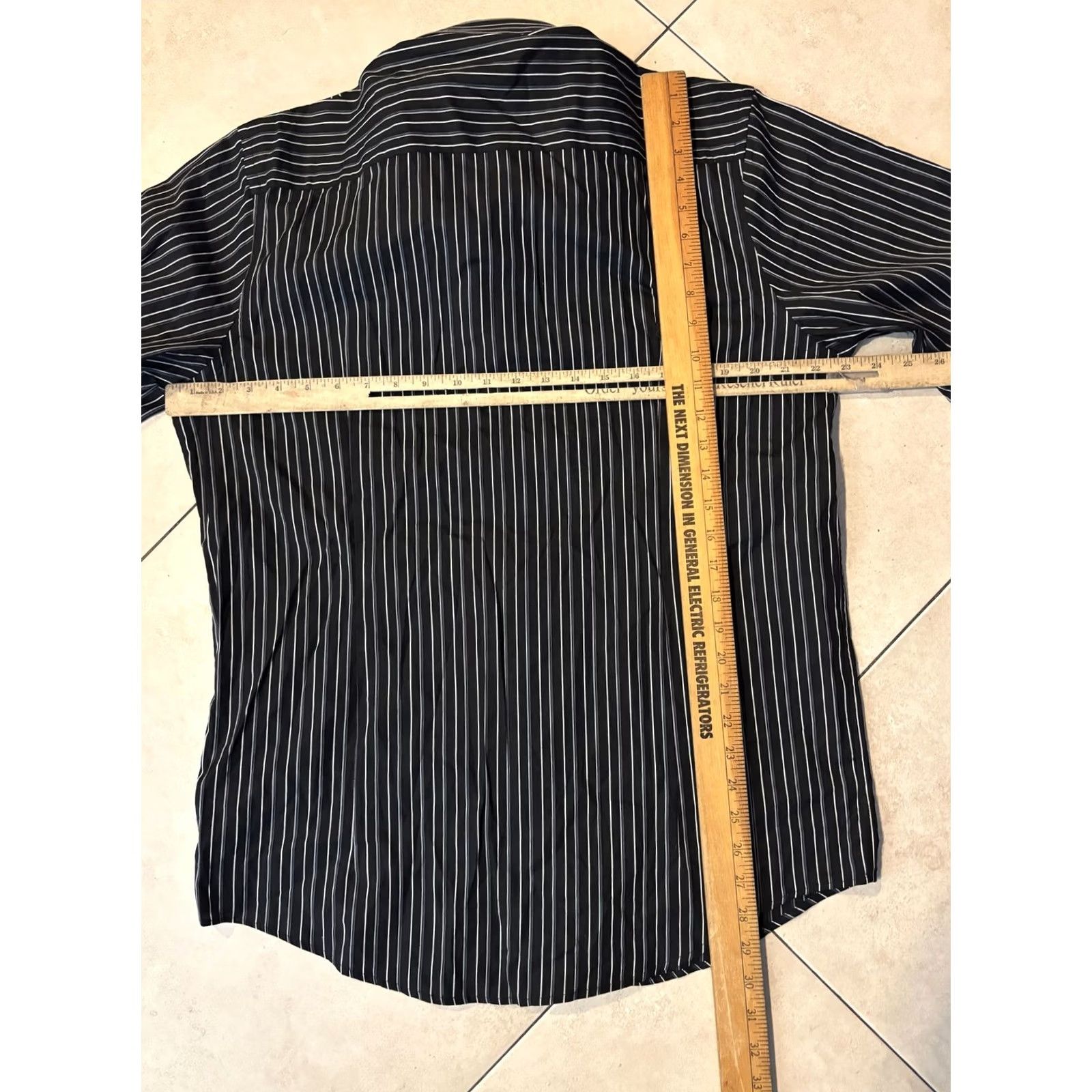 Vintage 7 Diamonds Shirt Mens XL Black Stripe Long Sleeve Embroidered Button Up Casual Size US XL / EU 56 / 4 - 5 Thumbnail