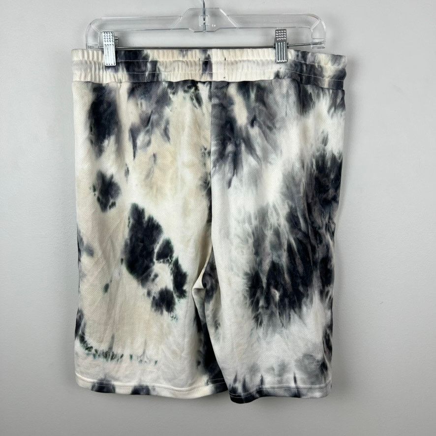 H&M HM Men's Black/White Tie-Dye Relaxed Drawstring Shorts M Size US 34 / EU 50 - 2 Thumbnail