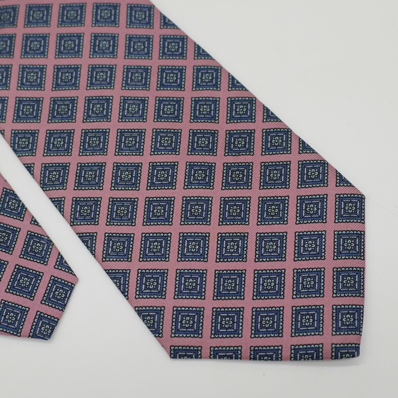 Bert Pulitzer Bert Pulitzer Pink Blue Geometric Print Short Silk Tie Size ONE SIZE - 1 Thumbnail