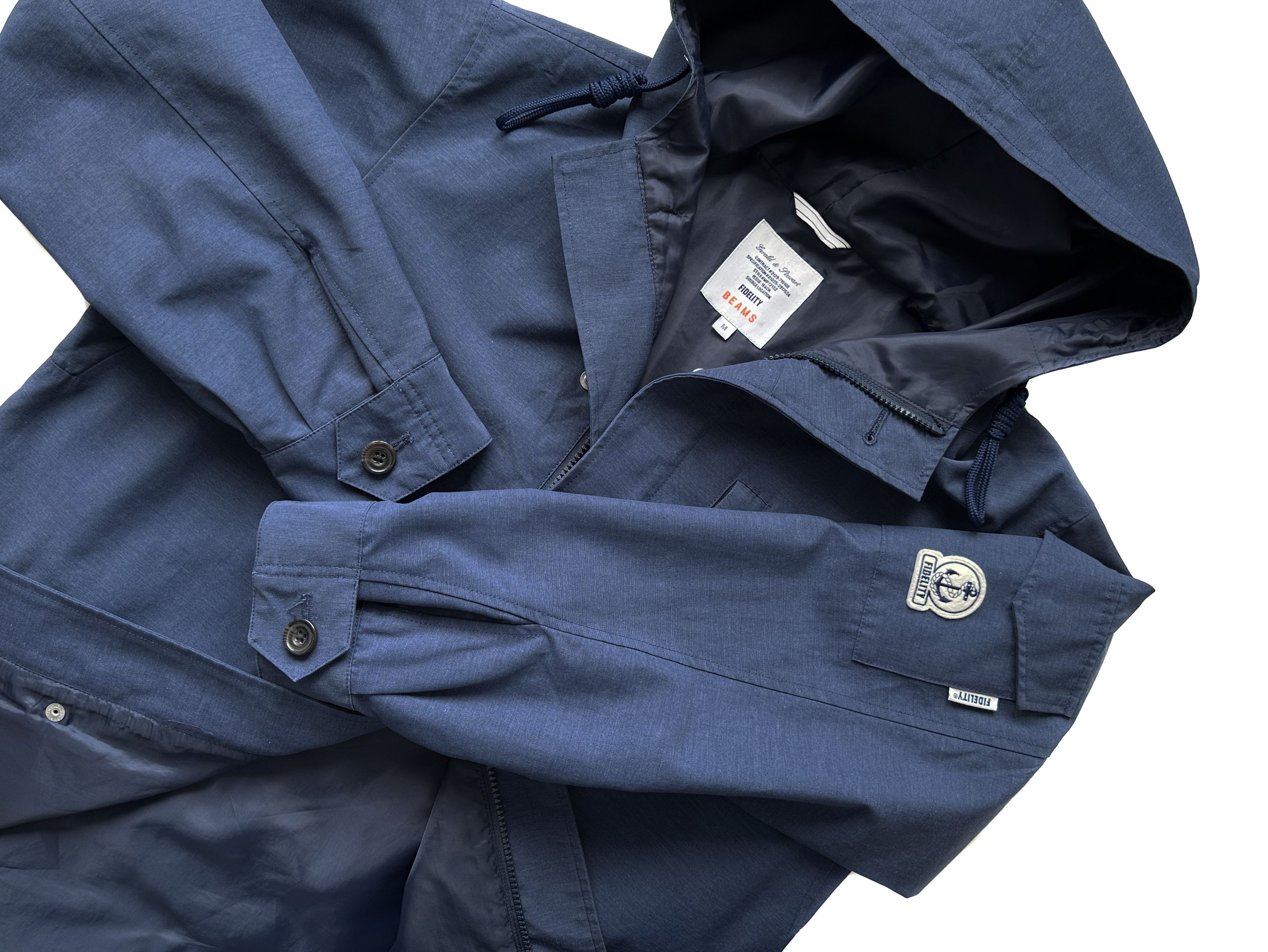 image of Beams Plus x Fidelity Gerald & Stewart X Beams Fidelity Blue Rain Jacket, Men's (Size Medium)