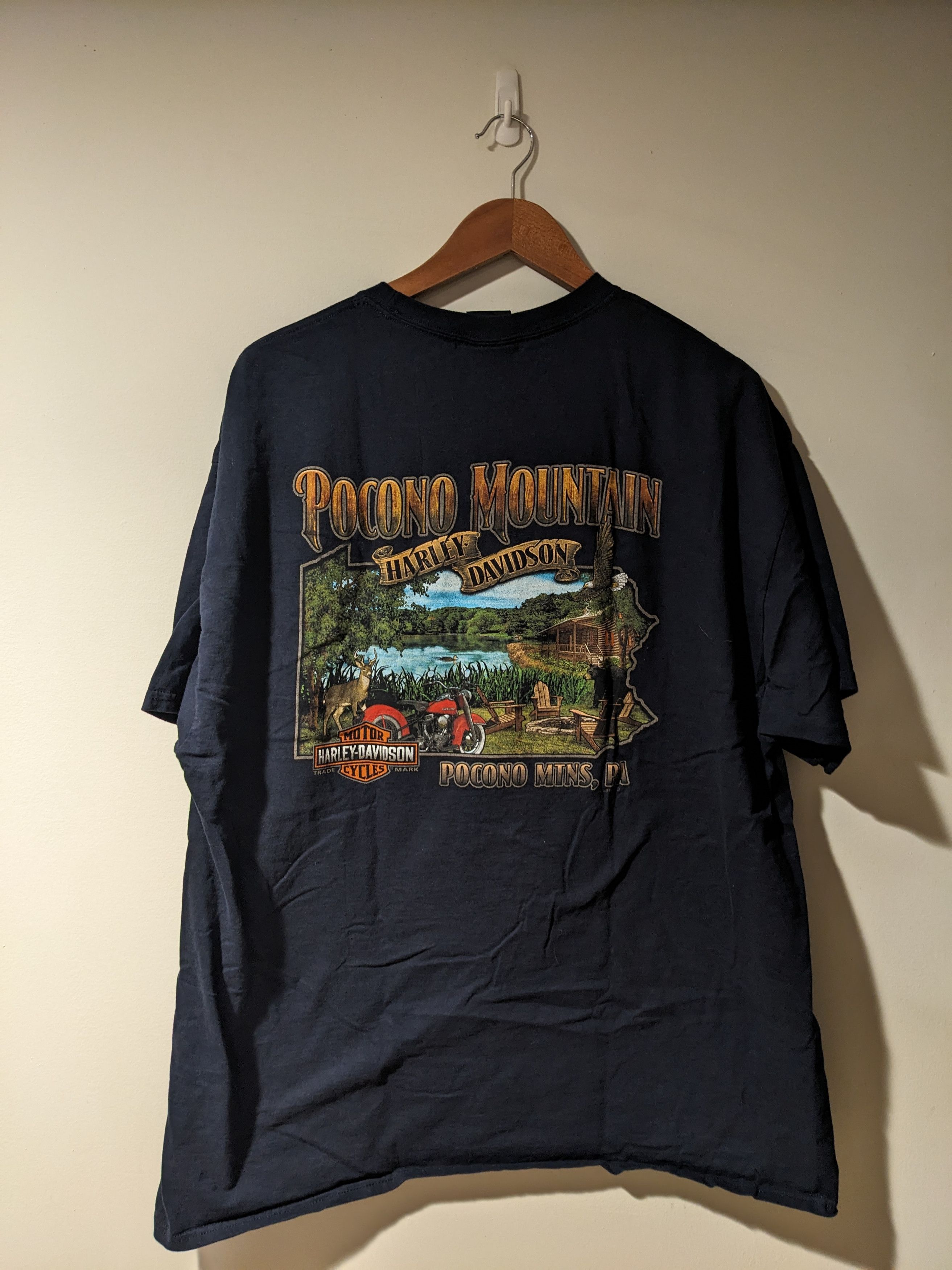 Harley Davidson × Vintage Harley Davidson Motorcycle Pocono Mountains T-Shirt Size US XXL / EU 58 / 5 - 1 Thumbnail