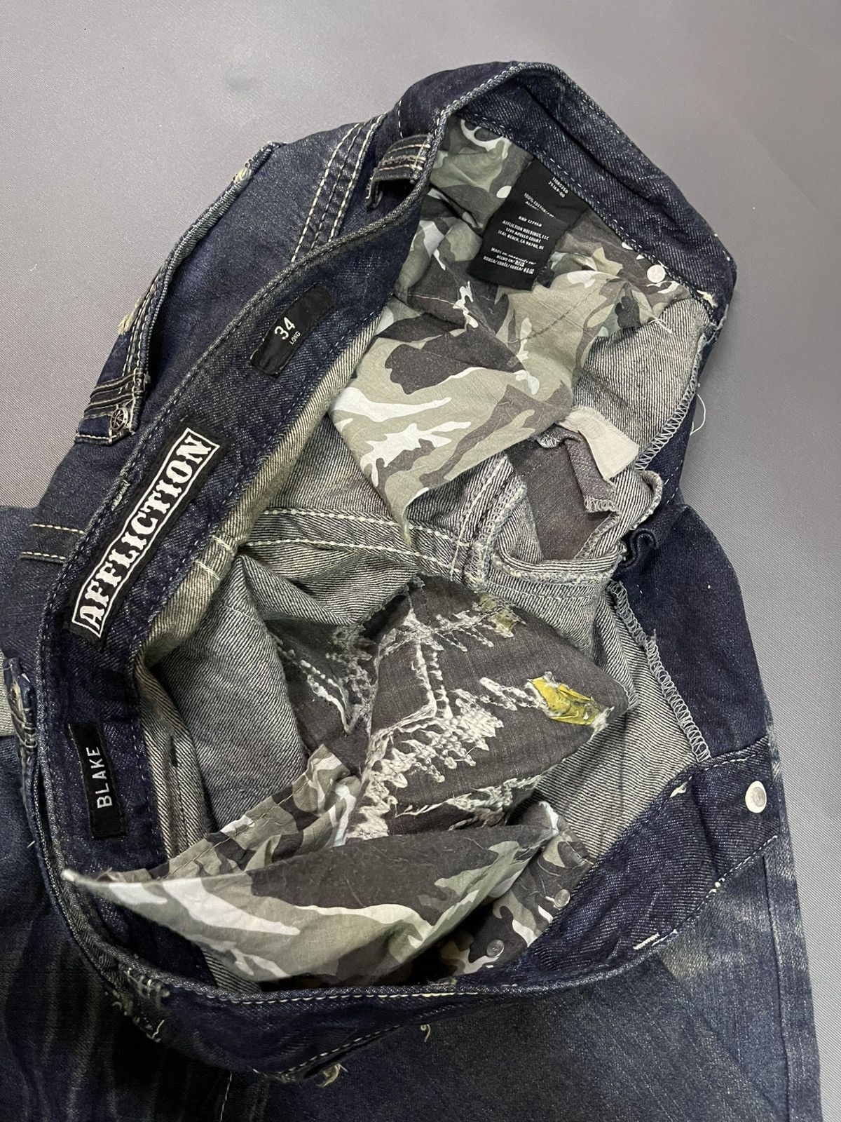 Affliction × Le Grande Bleu (L.G.B.) AFFLICTION BLAKE JEAN DISTRESSED DENIM JEANS Size US 34 / EU 50 - 10 Thumbnail