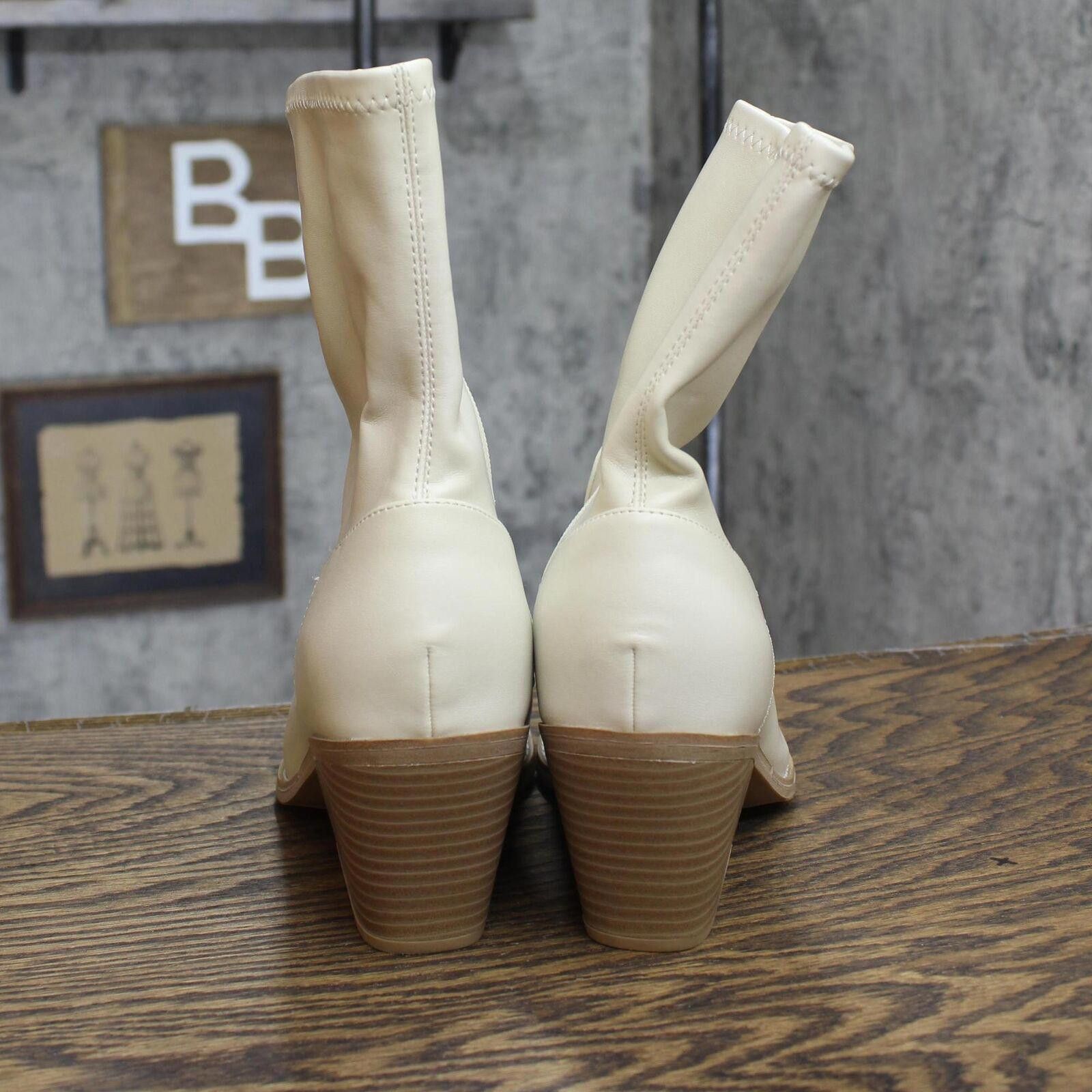 Designer Universal Thread Aubree Ankle Boots 88375051 Off White 9M Size US 9 / IT 39 - 4 Thumbnail