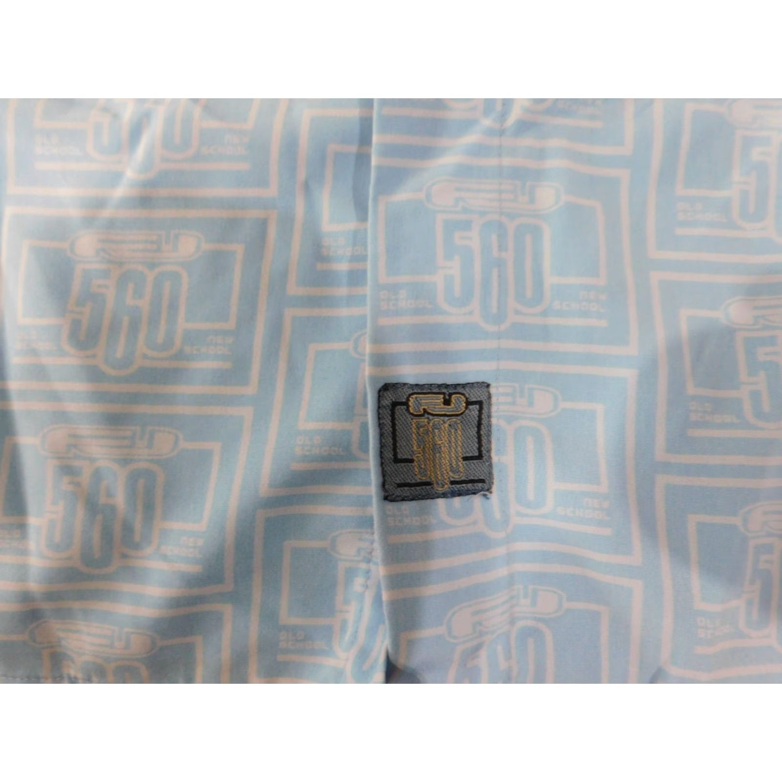Vintage FJ 560 Shirt XXL Blue Button Up Knit Cotton Geometric 90s Hip-Hop Vintage 90s Mens Size US XXL / EU 58 / 5 - 4 Thumbnail
