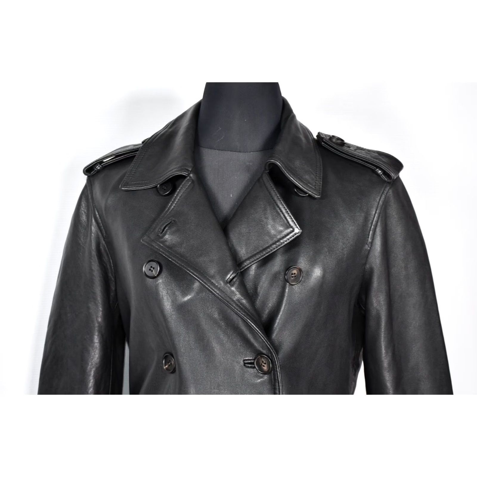 Allsaints AllSaints TRAE TRENCH Convertible Jacket Women US 6 Black Leather Trench Coat Mid-Length Long Sleeve Button Dry Clean Only Modern Vintage: No Womens Size M / US 6-8 / IT 42-44 - 7 Thumbnail