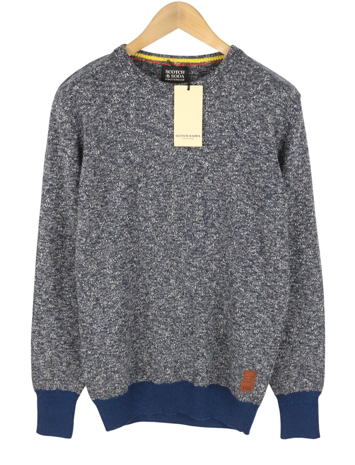 Scotch & Soda M Blue Melange Crew Collar Tight Knit Pull On Jumper 91033 Size US M / EU 48-50 / 2 - 2 Thumbnail