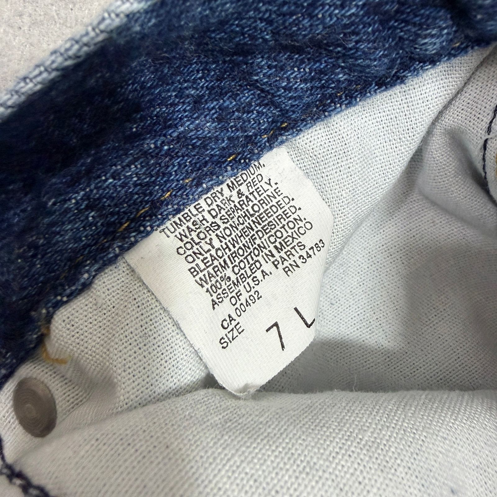 Vintage Vintage Lee Jeans Women's 7 Long (24x33) Blue High Rise Mom Size 24" / US 00 / IT 34 - 4 Thumbnail