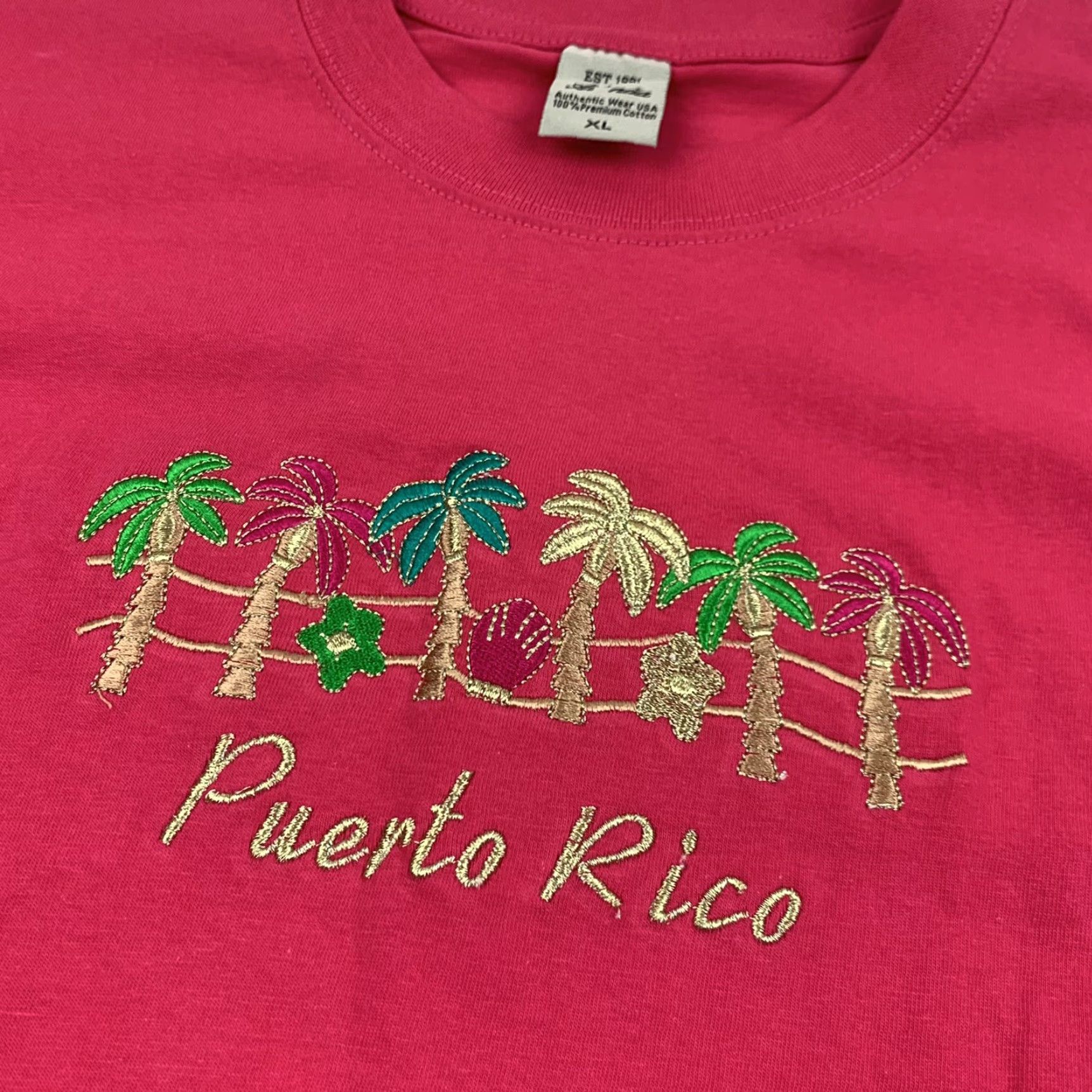 Vintage VINTAGE Puerto Rico T Shirt Adult XL Pink Palm Trees Nature Travel Embroidered Island Mens Size US XL / EU 56 / 4 - 3 Thumbnail