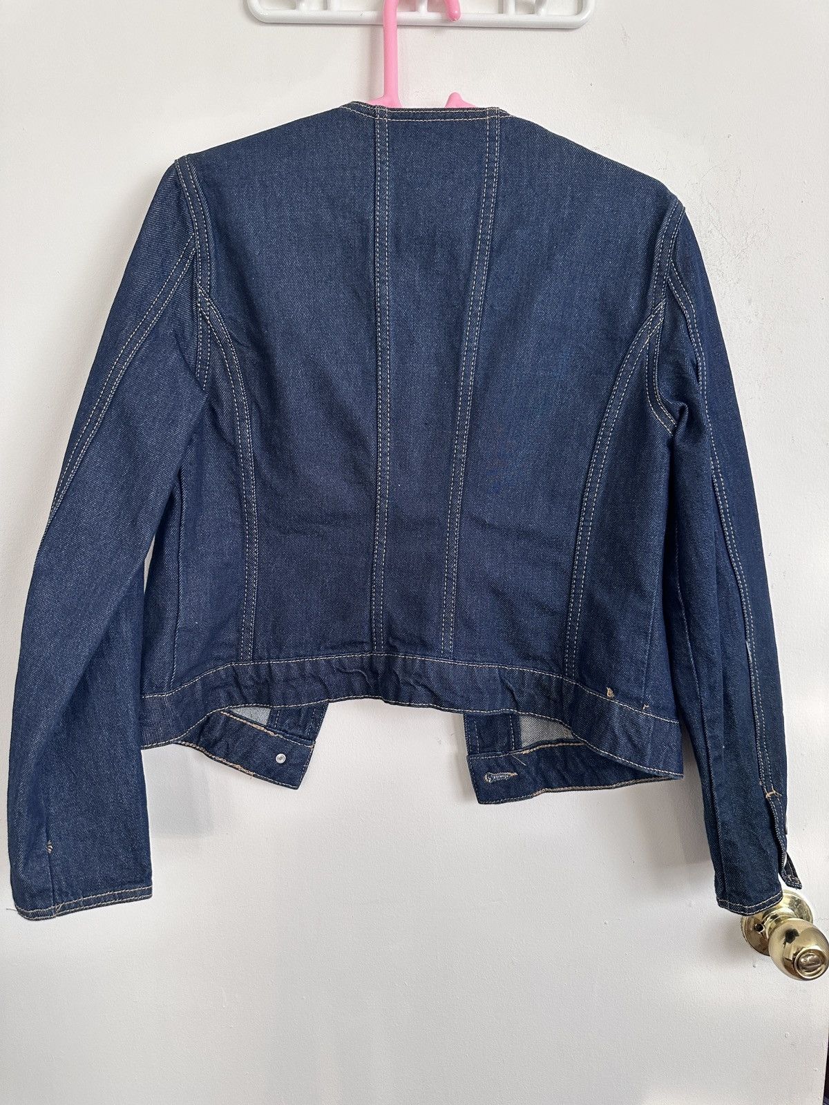 Zara ZARA collarless cropped denim jacket Size S / US 4 / IT 40 - 3 Thumbnail