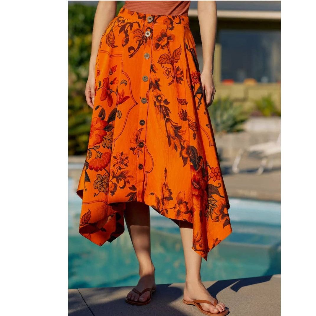 Anthropologie New Anthropologie Asymmetrical Floral Midi Skirt $170 SIZE 2 Size 26" / US 2 / IT 38 - 1 Thumbnail