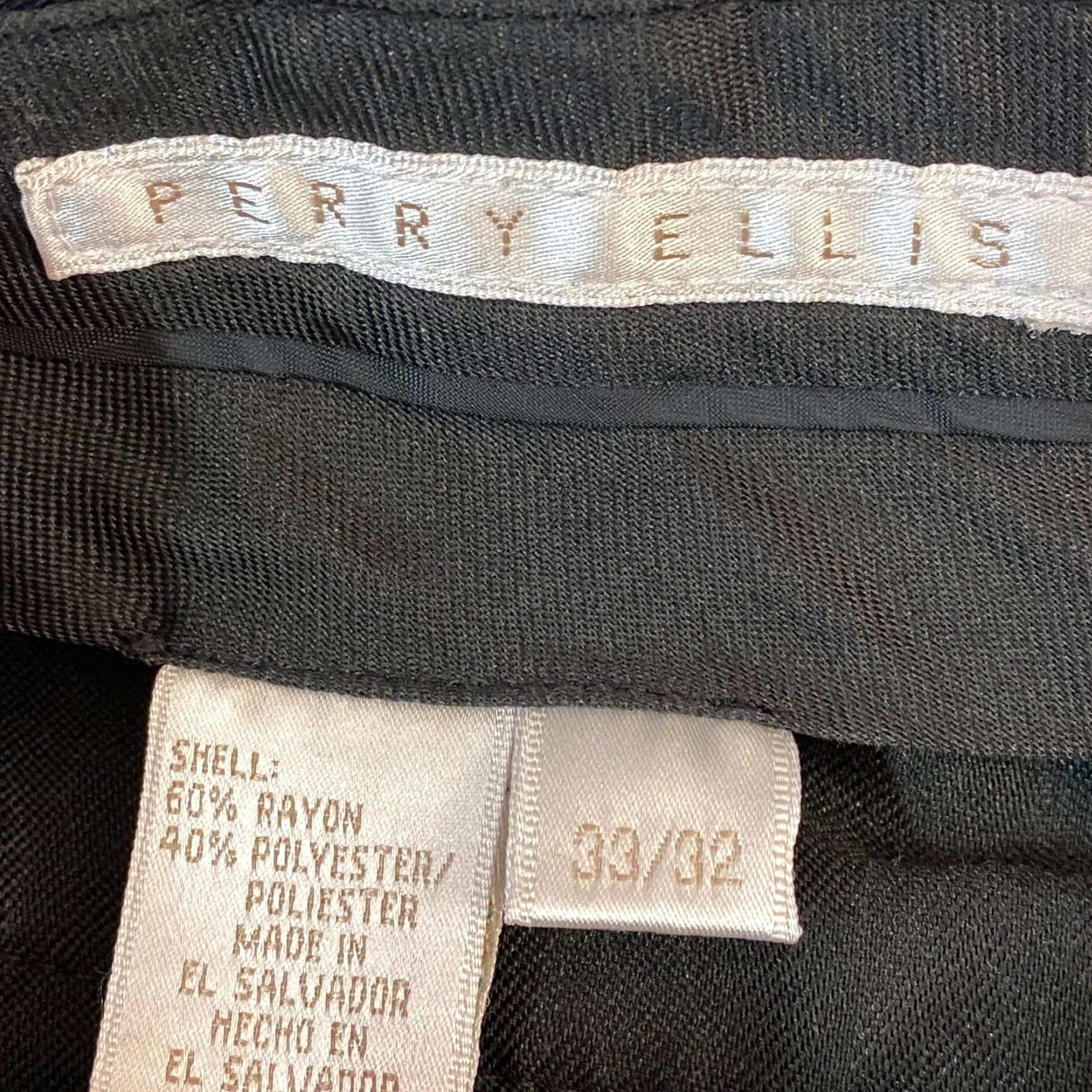 Perry Ellis Perry Ellis Mens Dress Pants Trousers Black Pleated Cuffed Rayon Blend Classic Fit 33 Inseam 30 Size US 33 - 3 Thumbnail