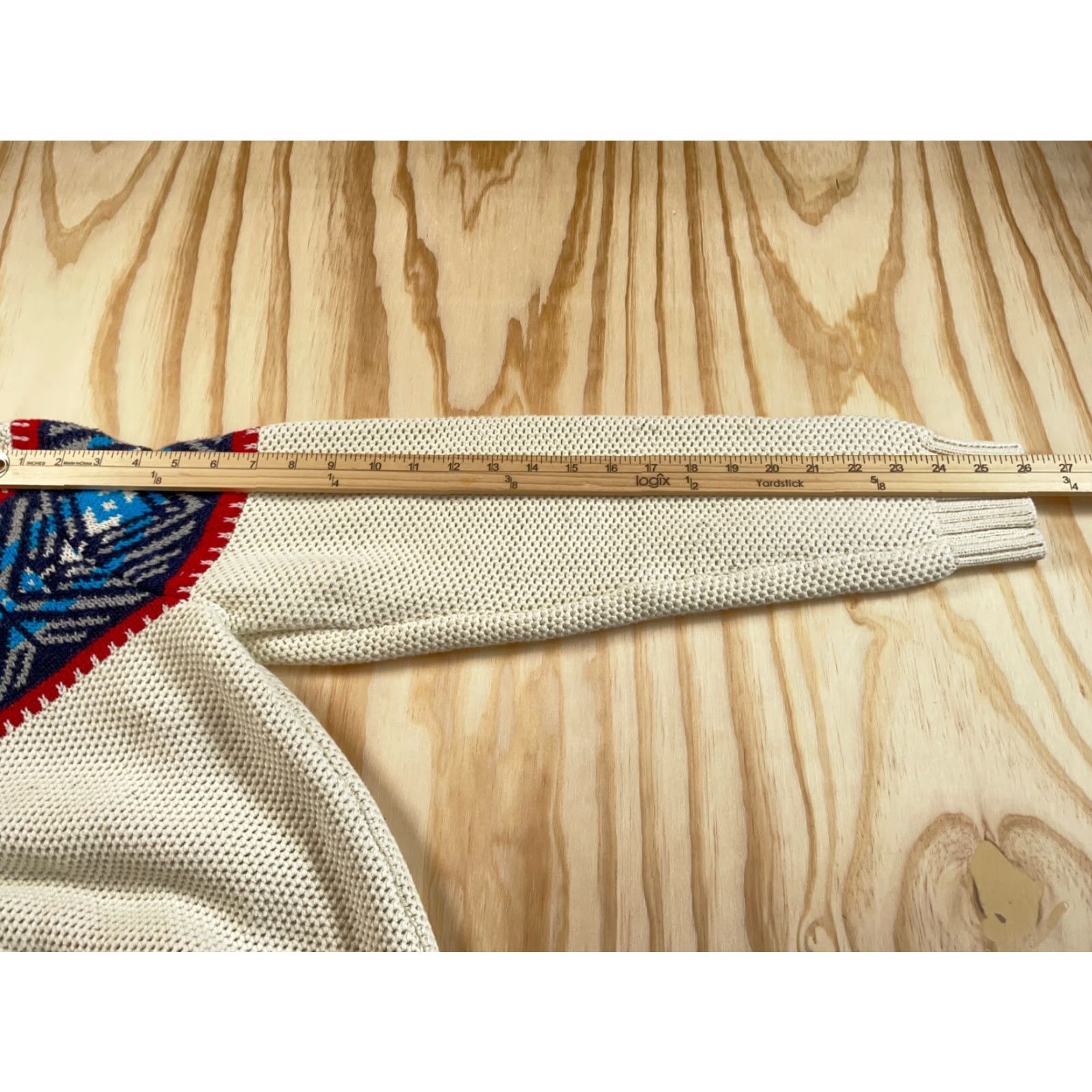 Izod IZOD Aztec 1/4 Zip Mock Neck Sweater - Adult Medium Ivory Heavyweight Knit Mens Size US M / EU 48-50 / 2 - 7 Thumbnail