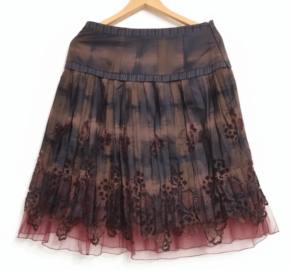 Other Unique VINTAGE TRICOT CHIC Skirt | 100% Silk | Italy Size 30" / US 8 / IT 44 - 2 Thumbnail