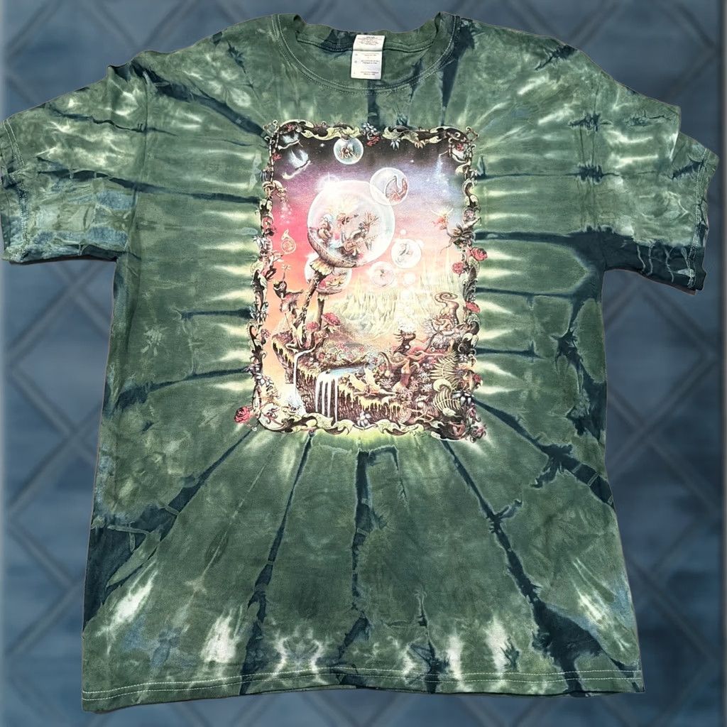 Gildan RARE Du Bois Fantasy Fairy Double Sided Tie Dye T Shirt Large Green Gildan T-Shirt Men L Size US L / EU 52-54 / 3 - 1 Thumbnail