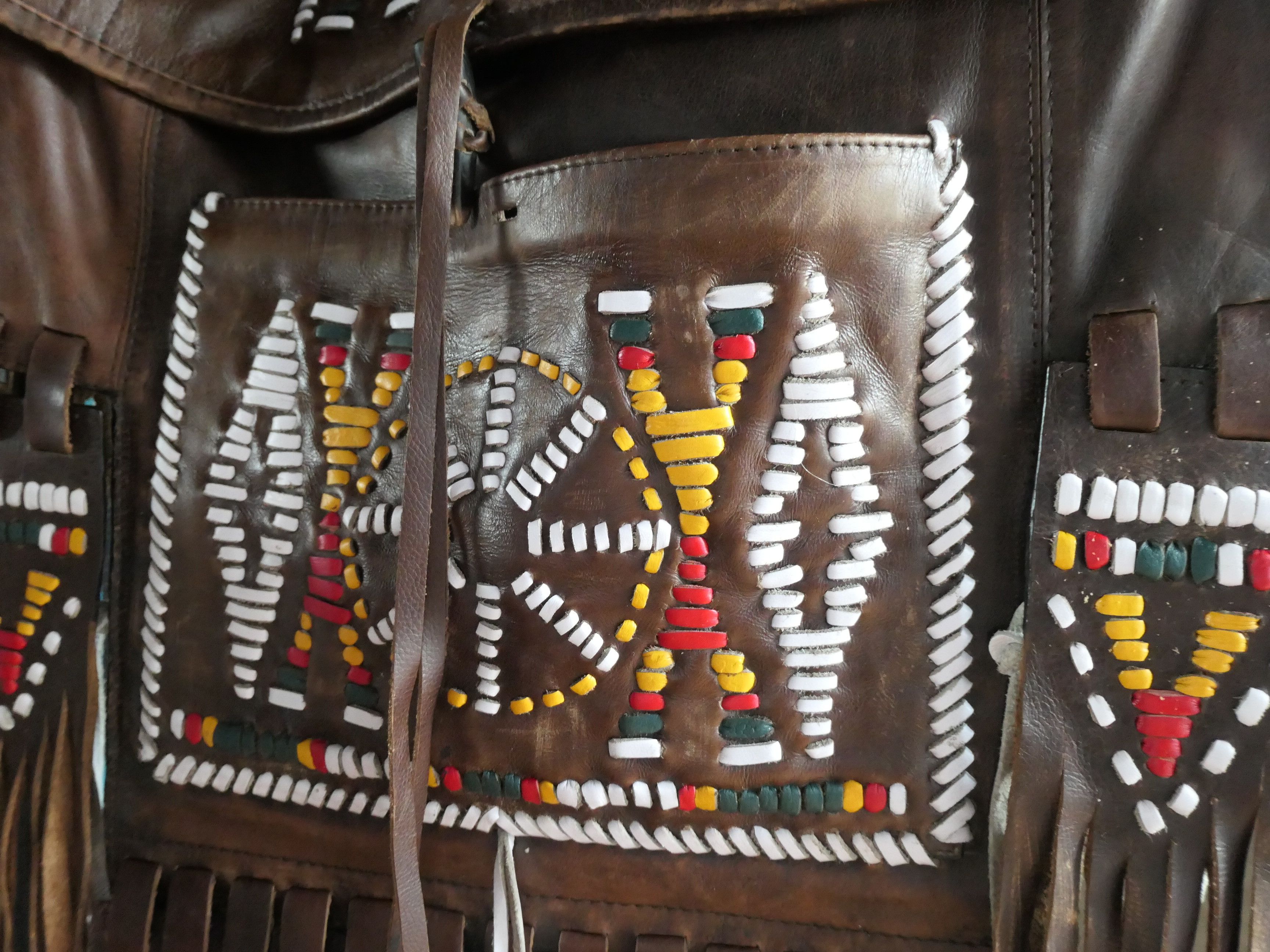 Other 🔥Handmade Tribal Beaded Leather Fringe Bag Size ONE SIZE - 2 Thumbnail