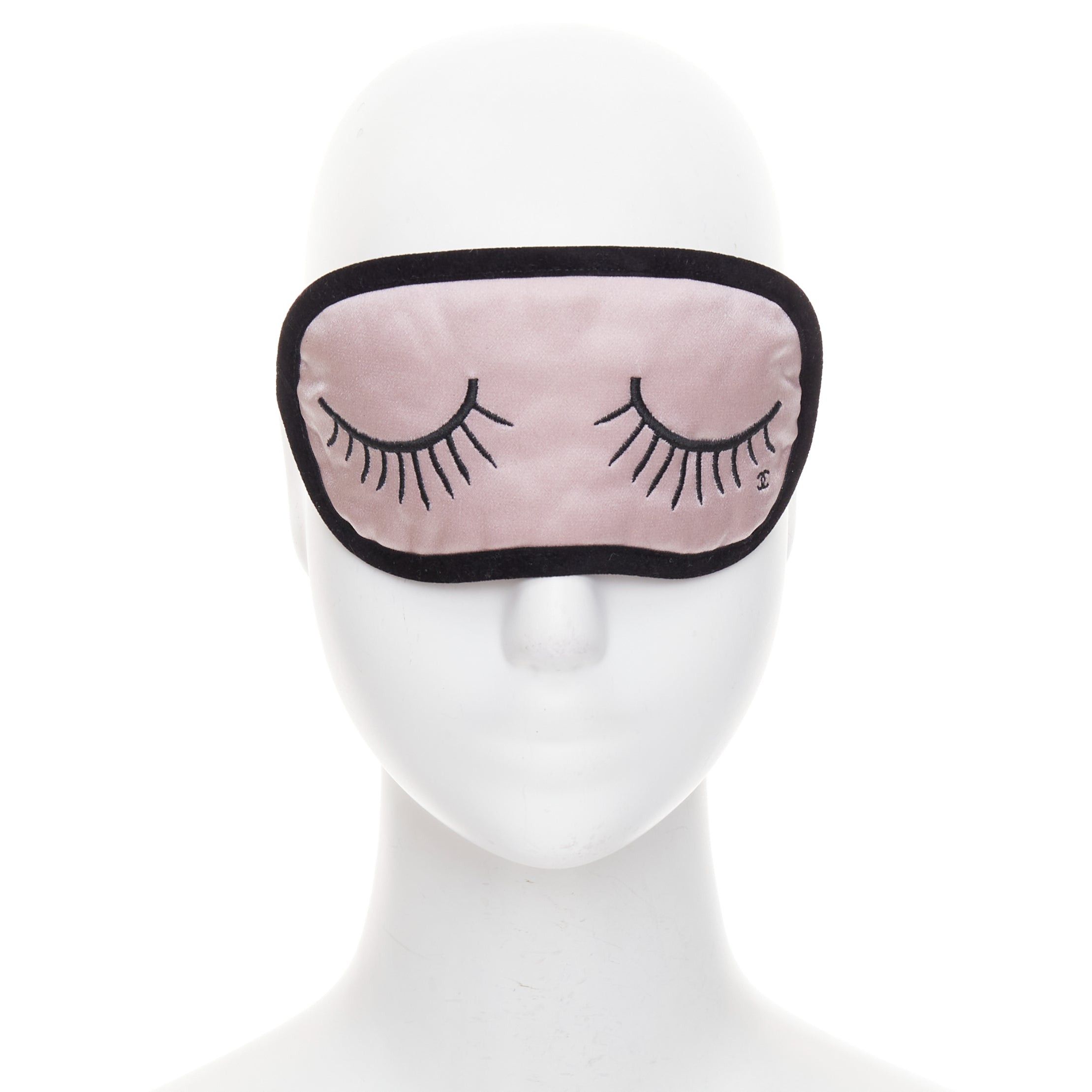 Chanel rare CHANEL pink 100% silk CC tear eyelash embroidery sleeping mask pouch set Size ONE SIZE - 1 Thumbnail