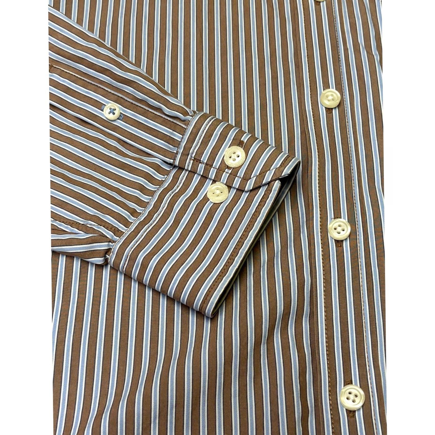 Vintage VINTAGE RUEHL No925 Striped Shirt Mens XL Brown Blue Button-Down Long Sleeve Cotton Blend Size US XL / EU 56 / 4 - 3 Thumbnail
