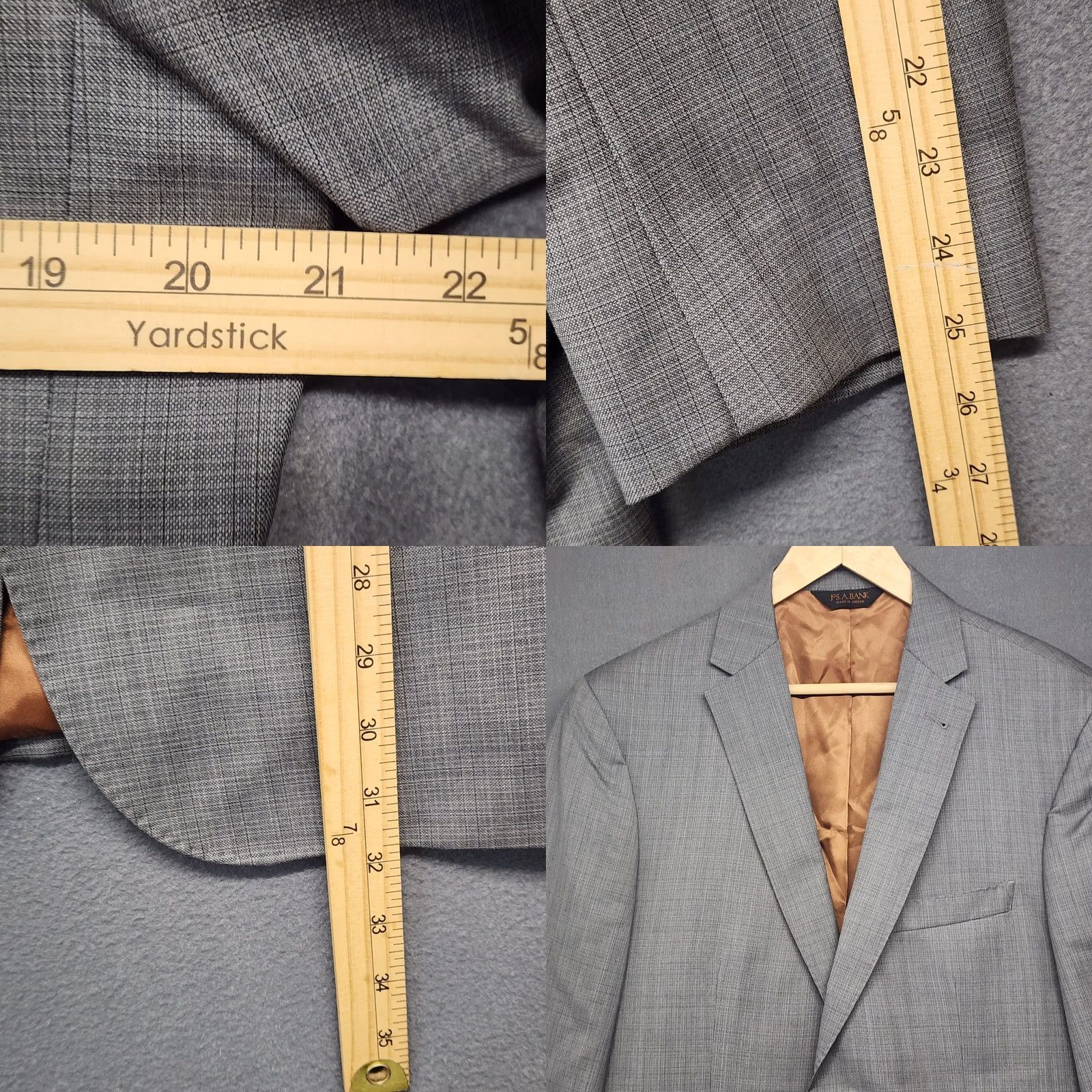 Jos. A. Bank VINTAGE Jos A. Bank Jacket Blazer Men 42L Slim Fit Light Gray Grid Wool Sport Coat Mens 42 Regular Gray Button Closure Size 42R - 8 Thumbnail