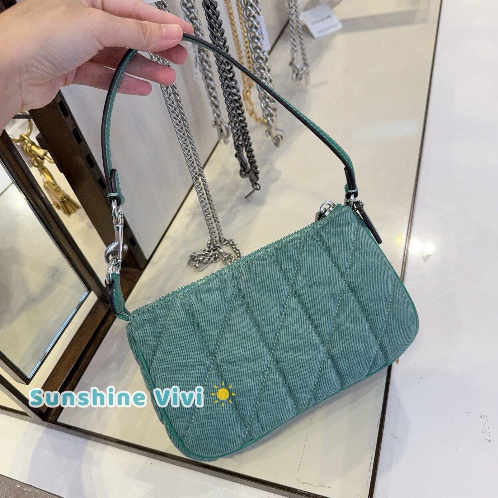 Coach NWT Coach Nolita 19 CBK58 Denim and smooth leather Ivy/Green Size ONE SIZE - 2 Thumbnail