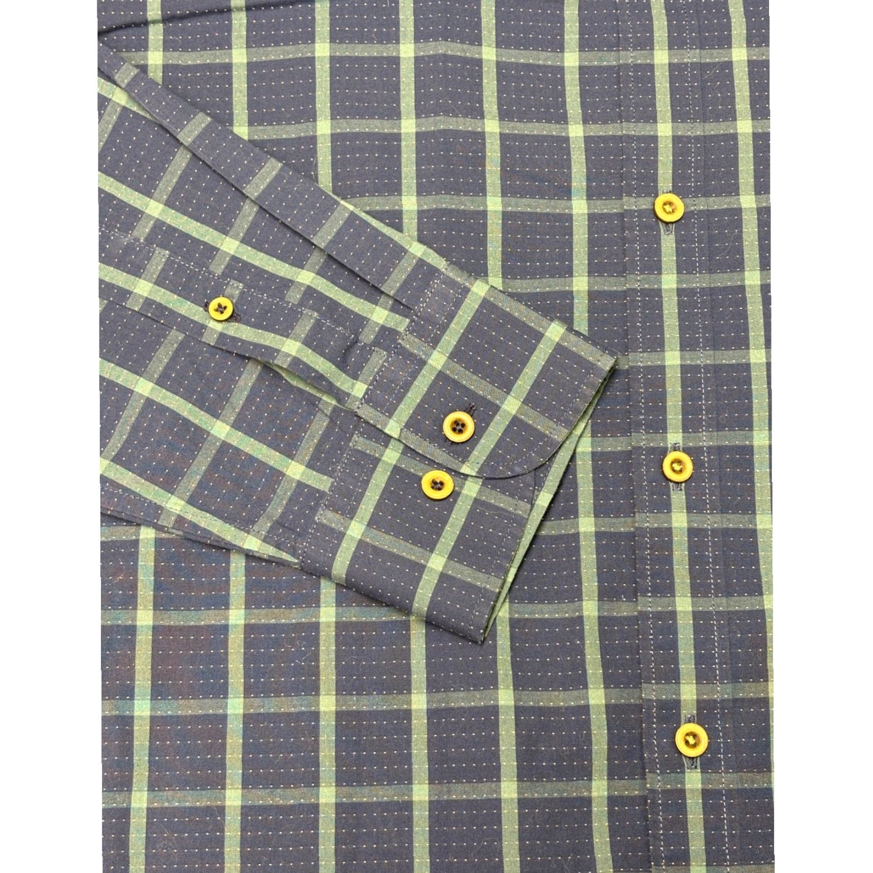 UNTUCKit UNTUCKit Men's XXL Slim Fit Blue Green Plaid Long Sleeve Cotton Button-Up Shirt Size US XXL / EU 58 / 5 - 3 Thumbnail