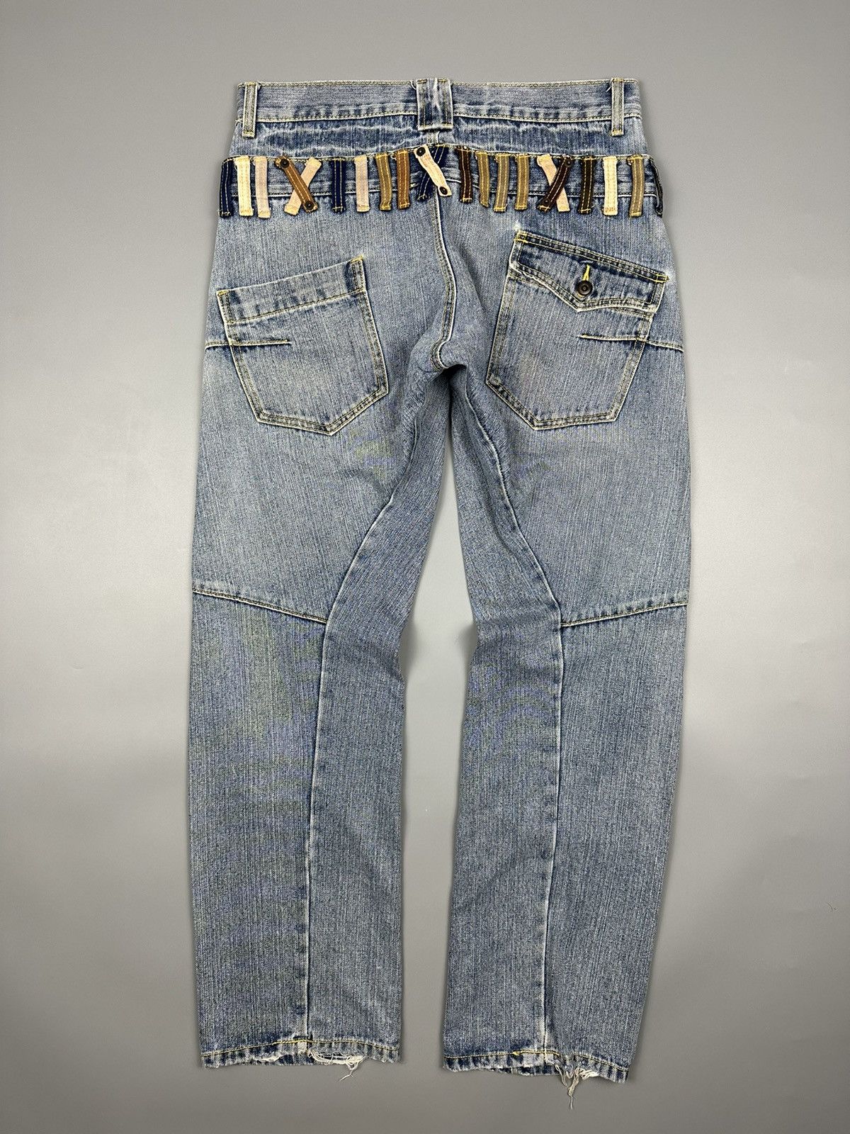 Japanese Brand BRTHBreath Mint Double Waist Twist Leg Zipper Jeans Size US 33 - 2 Thumbnail