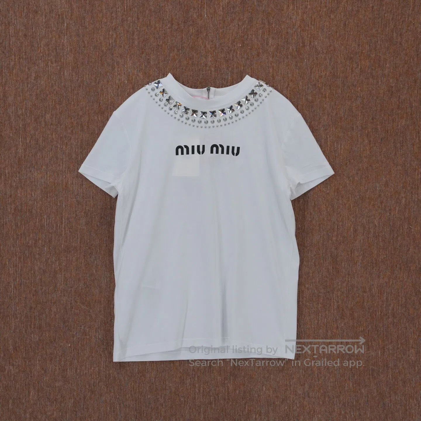 Miu Miu Miu Miu Water drilling printed logo short-sleeve shirt Size S / US 4 / IT 40 - 1 Thumbnail