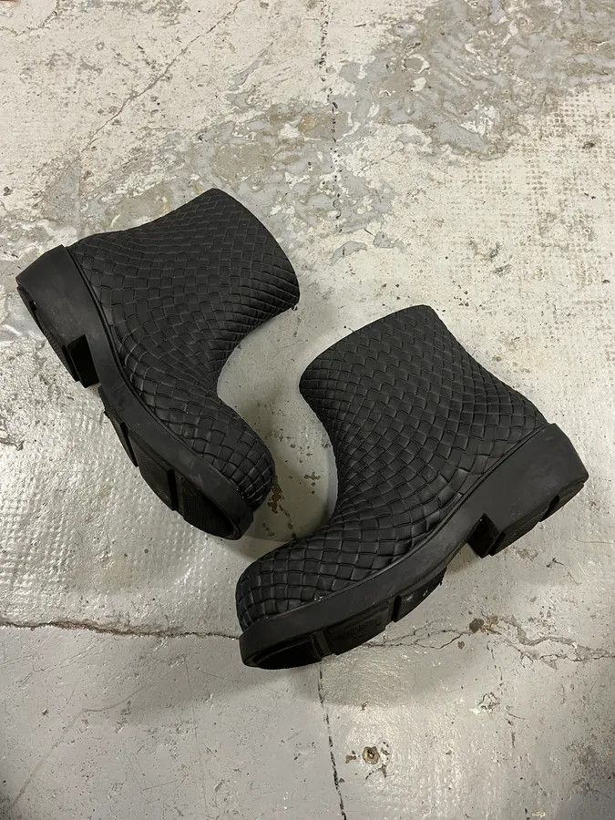 Bottega Veneta Bottega Veneta Black Woven Leather Boots Size US 8 / EU 41 - 4 Thumbnail