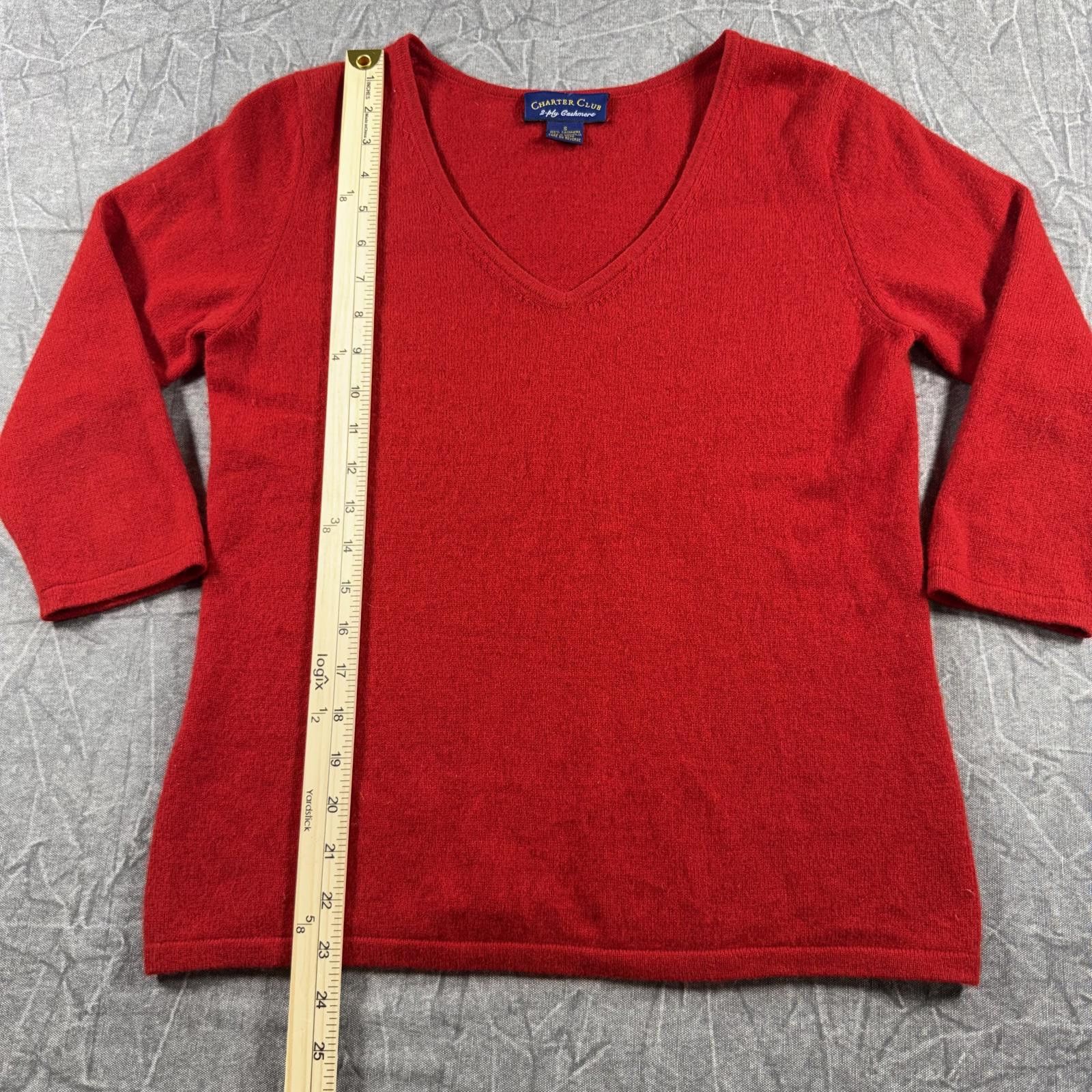 Charter Club Charter Club Sweater Women's S Red 2 Ply Cashmere Crewneck Size S / US 4 / IT 40 - 3 Thumbnail
