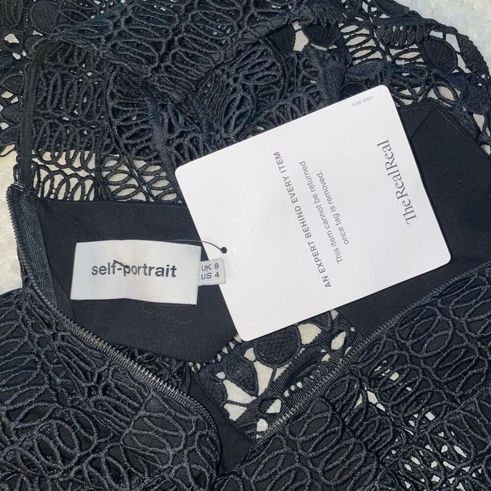 Self-Portrait Self-Portrait Black Crochet Mini Dress | Sz 4 Size S / US 4 / IT 40 - 6 Thumbnail