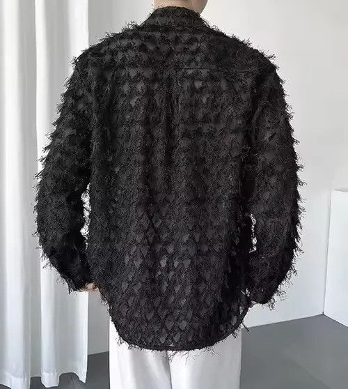 VIBE Elegant Splicing Tassel Button Up Shirt Size US M / EU 48-50 / 2 - 7 Thumbnail