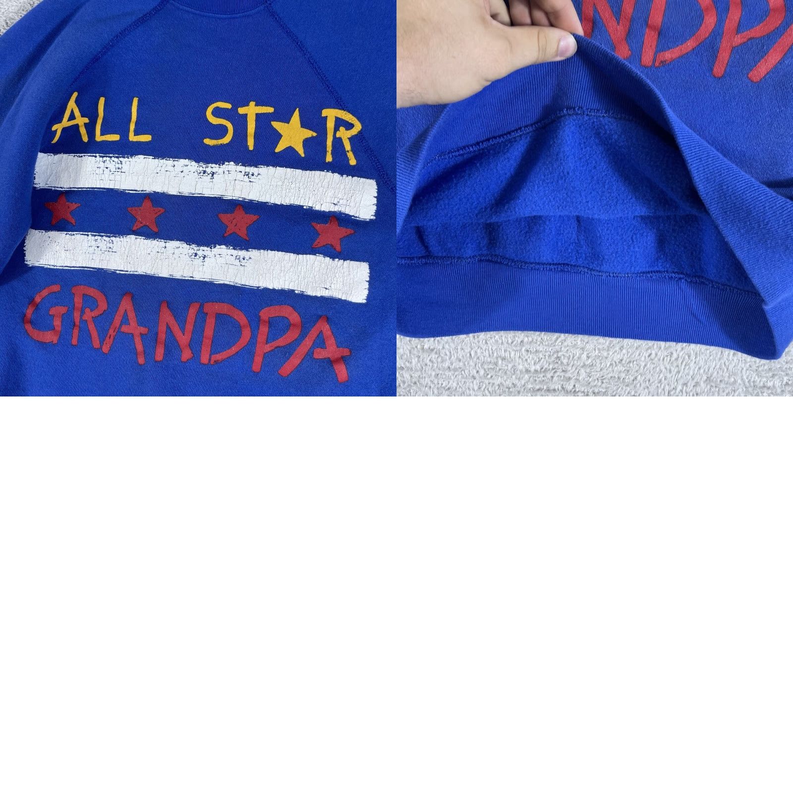 Tultex VINTAGE Tultex All Star Grandpa Crewneck Sweatshirt Adult Medium Blue 90s 80s Raglan Mens Crew Neck Pullover Sweatshirt Size US M / EU 48-50 / 2 - 8 Thumbnail