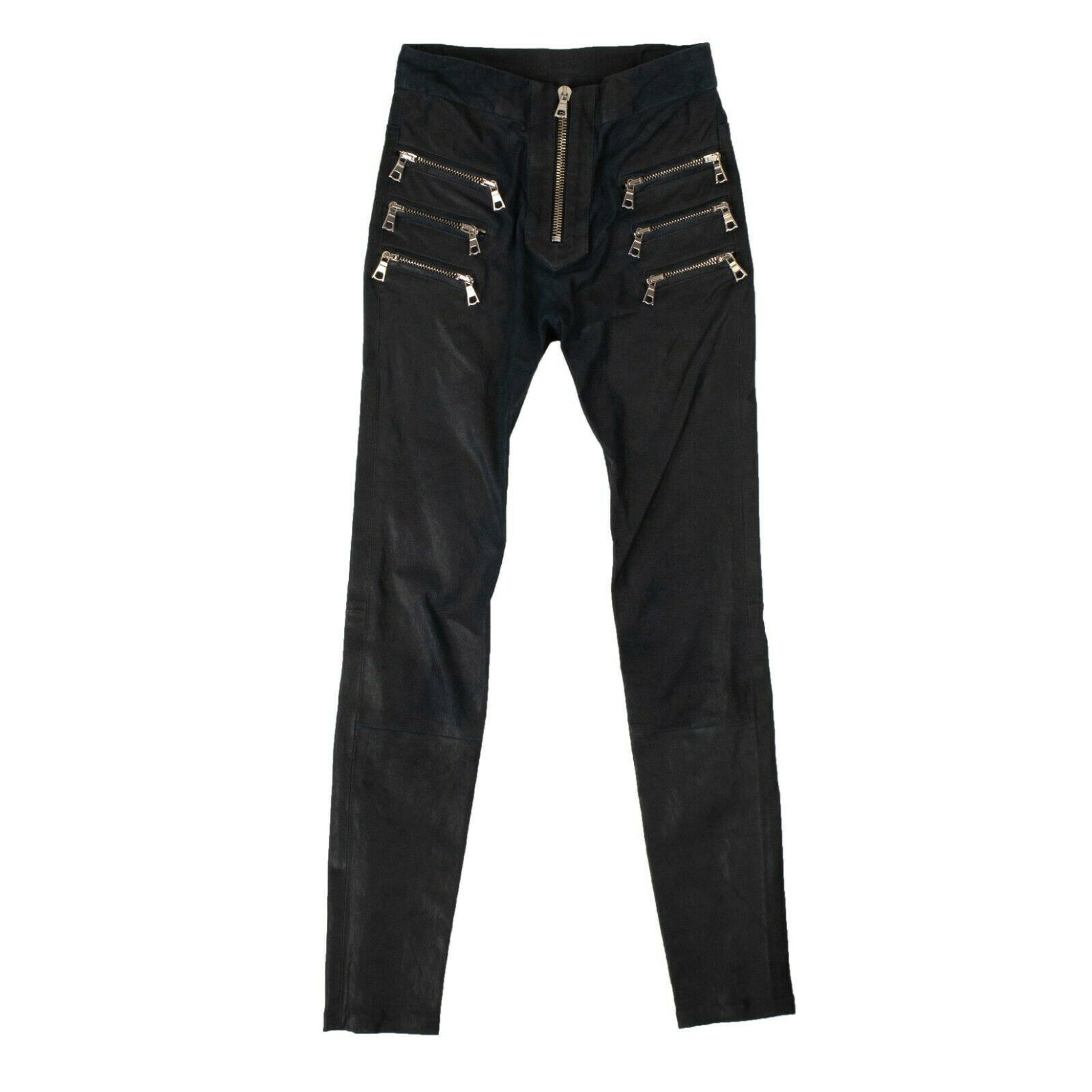 image of Unravel Project Navy Blue Textured Skinny Pants Size 26, Women's