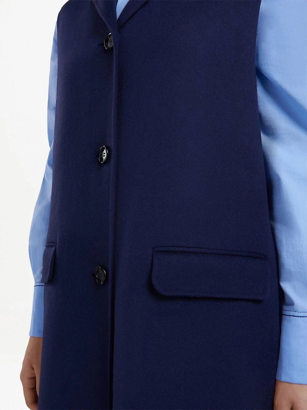 Marni o1srvl11e0624 Wool Vest Coat in Blue Size S / US 4 / IT 40 - 4 Thumbnail